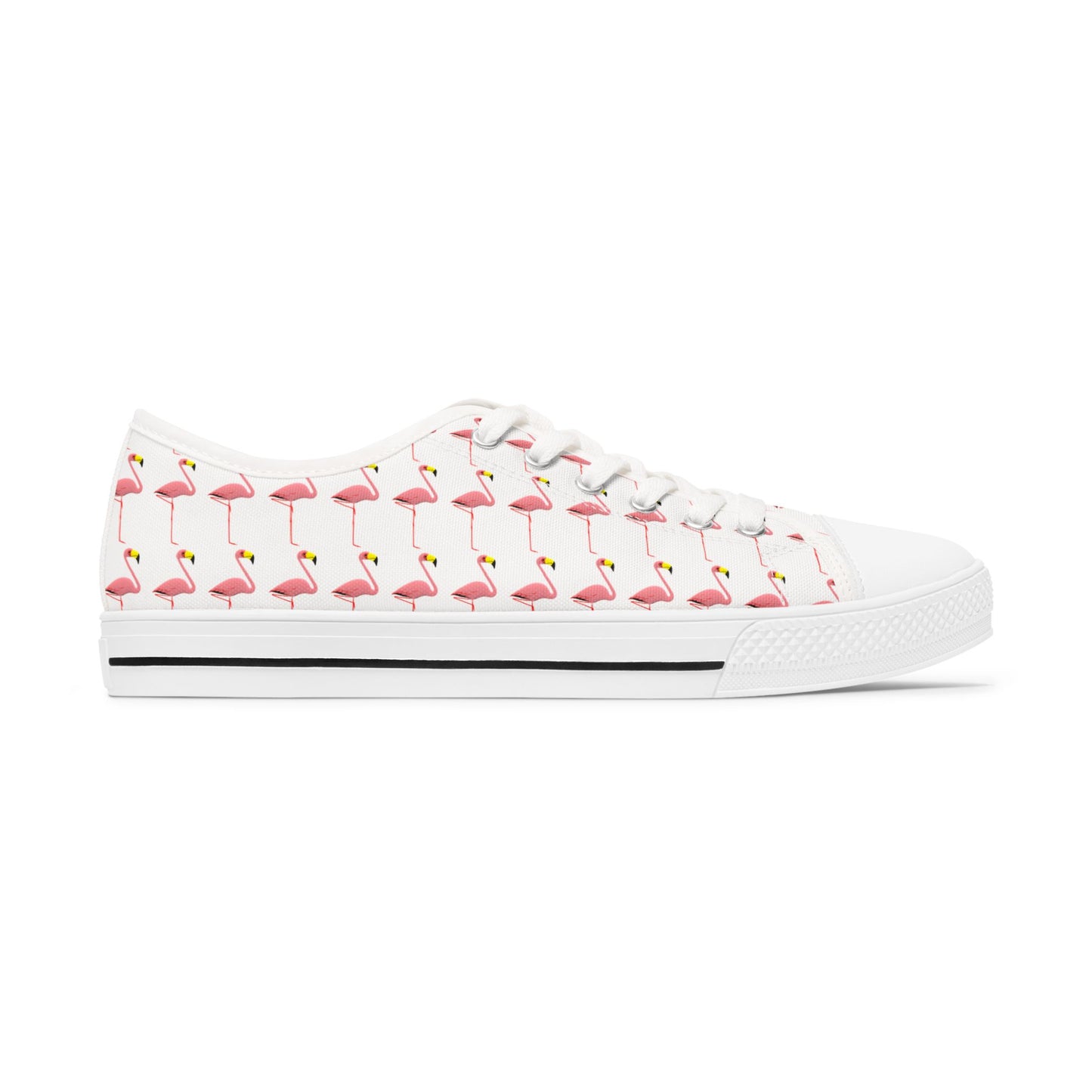 Low Top Sneakers — Pink Flamingo Pattern Casual Canvas Shoes