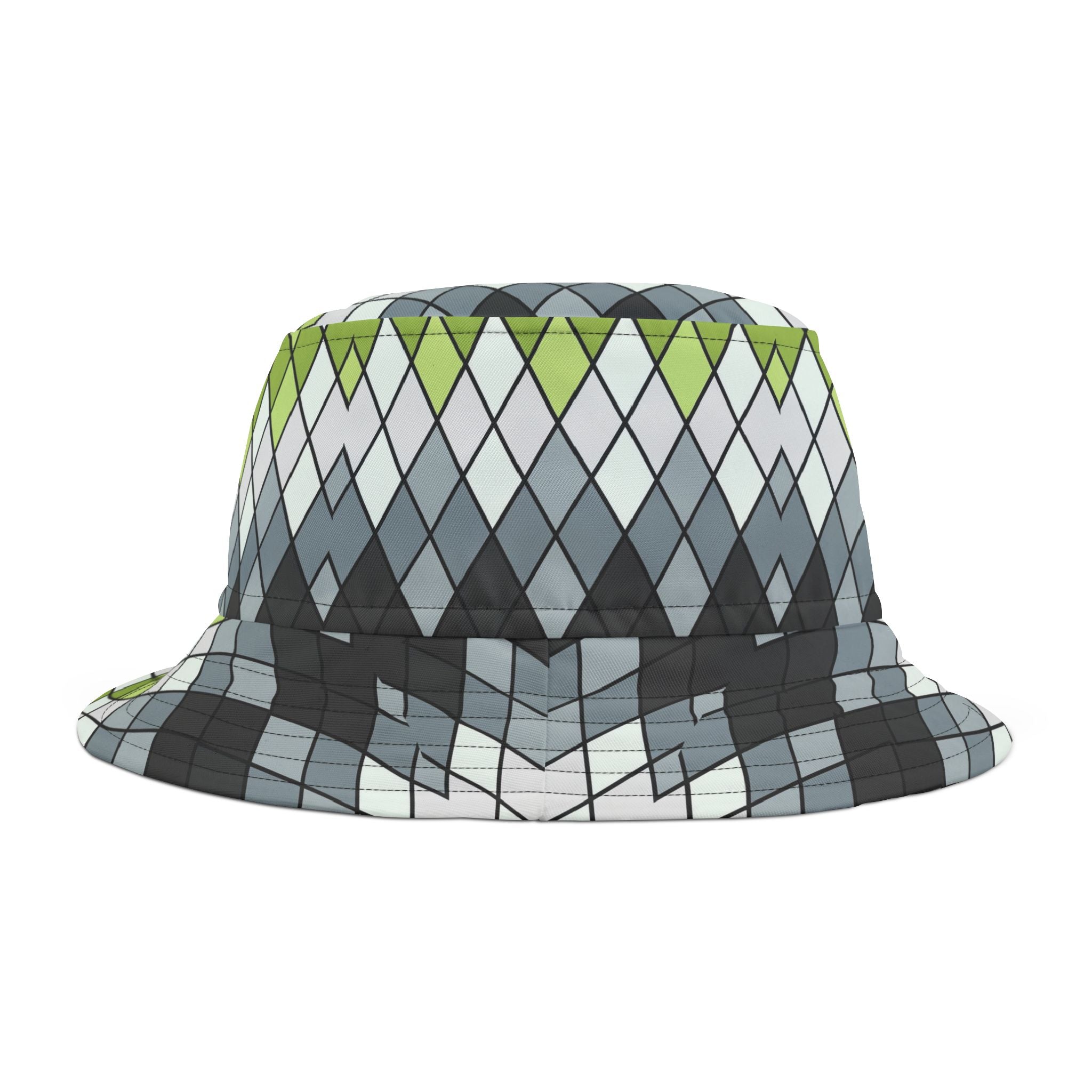 Argyle Geo Bucket Hat — Green & Gray Patterned Summer Sun Hat