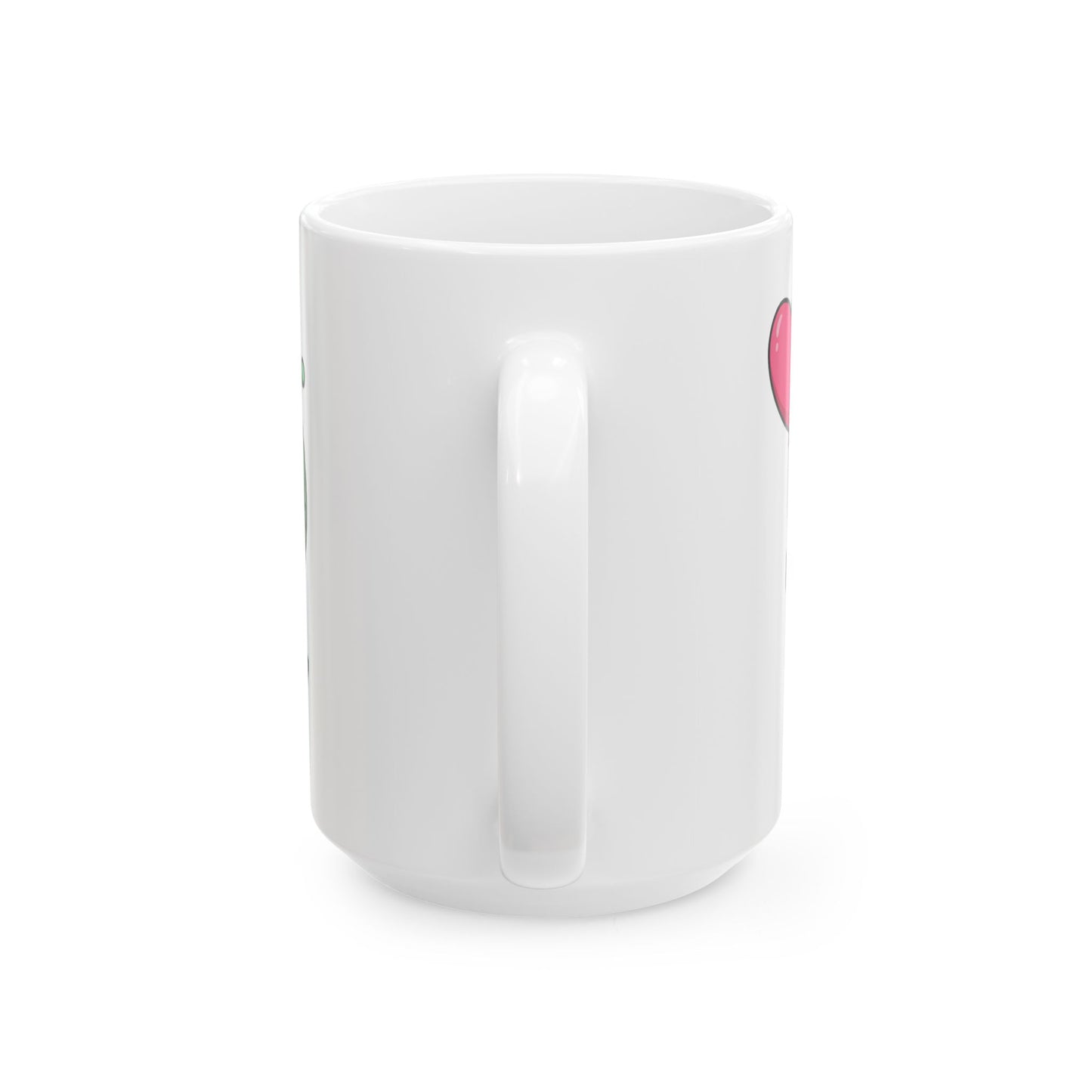Cute Alien Holding Heart Balloon Ceramic Mug — 11oz & 15oz Gift Mug