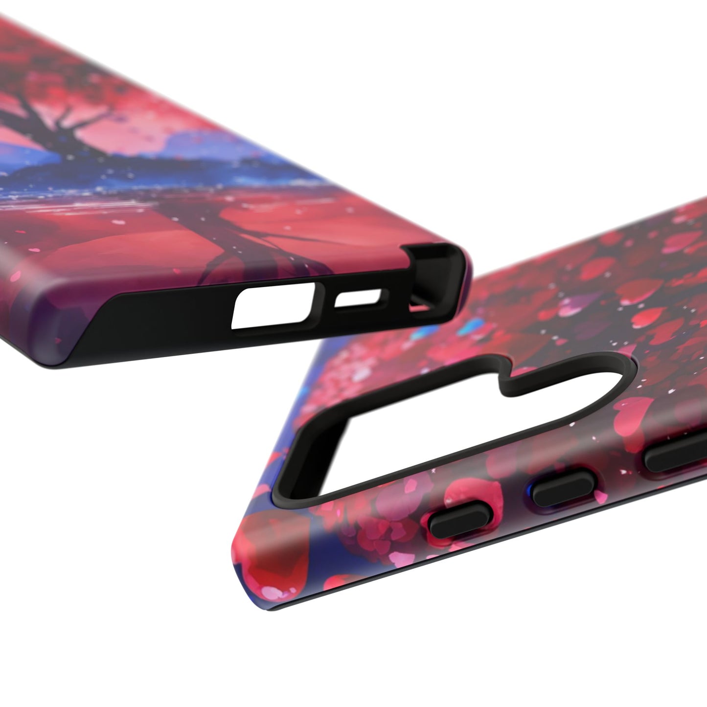 Heart Tree Phone Case — Romantic Red & Blue Protective Tough Case