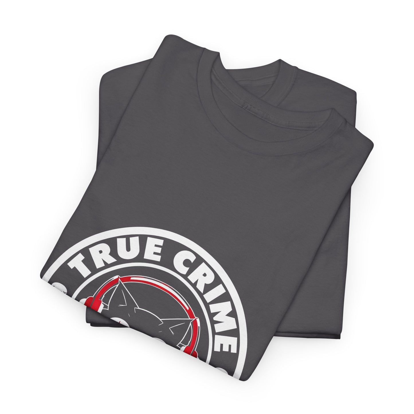 True Crime Podcast Tee — Cat with Headphones Logo