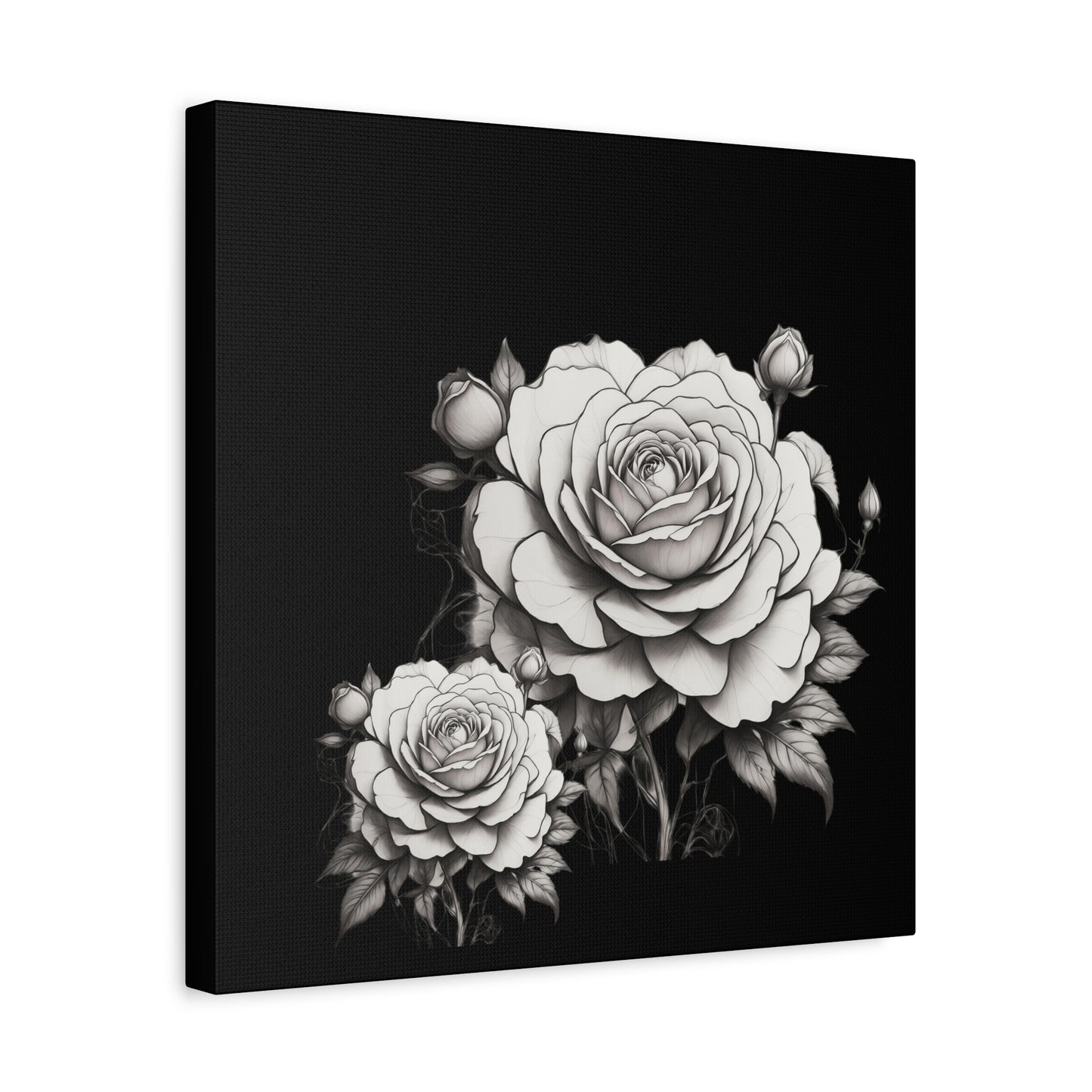 Monochrome Rose Canvas Print — Black & White Floral Wall Art