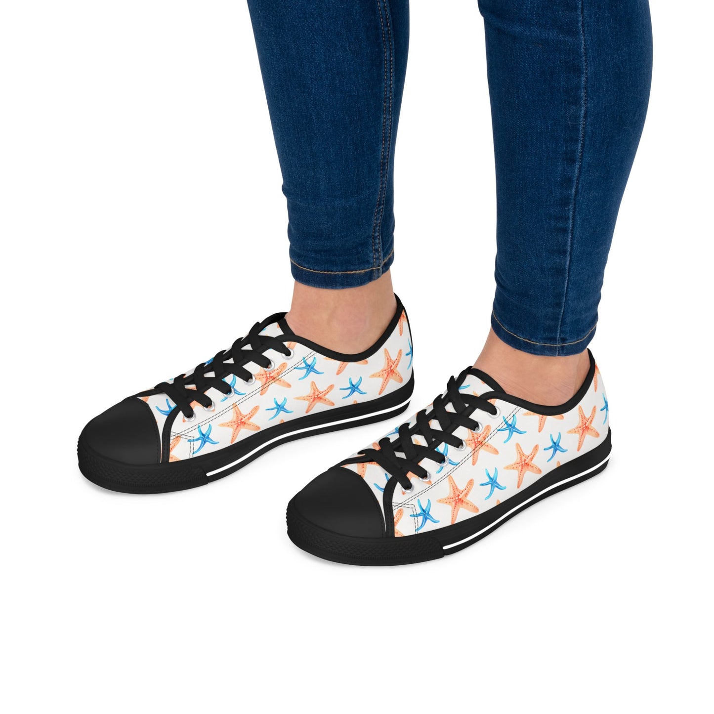 Starfish Print Sneakers — Beachy Low-Top Canvas Shoes