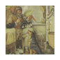Vintage Cottage Animal Illustration Matte Canvas Print