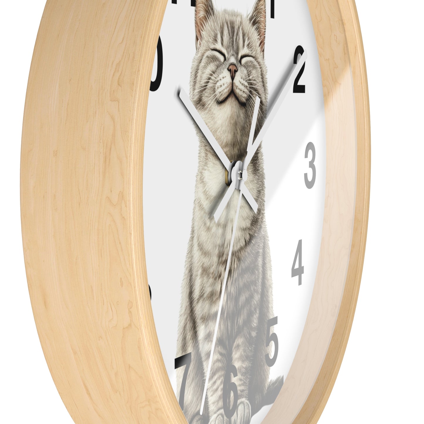 Smiling Tabby Cat Wall Clock — Cute Cat Decor for Living Room, Nursery & Gifts