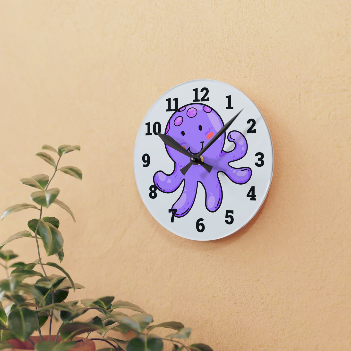 Cute Octopus Acrylic Wall Clock - Fun Kids Room Decor