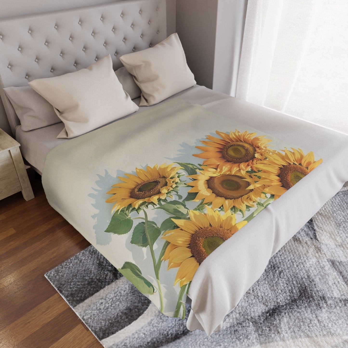 Sunflower Bouquet Minky Blanket — Soft Floral Throw for Cozy Home Décor