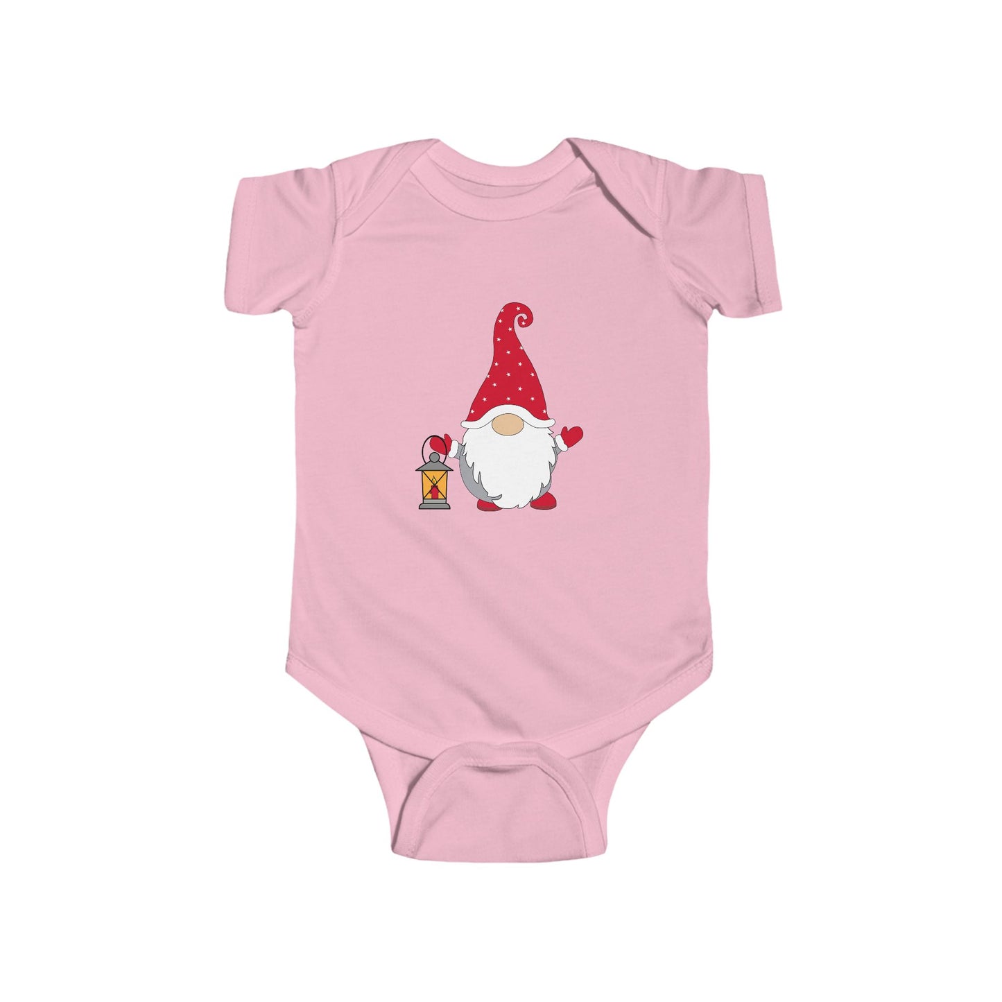 Christmas Gnome Baby Bodysuit - Holiday Infant One-Piece with Lantern & Hearts