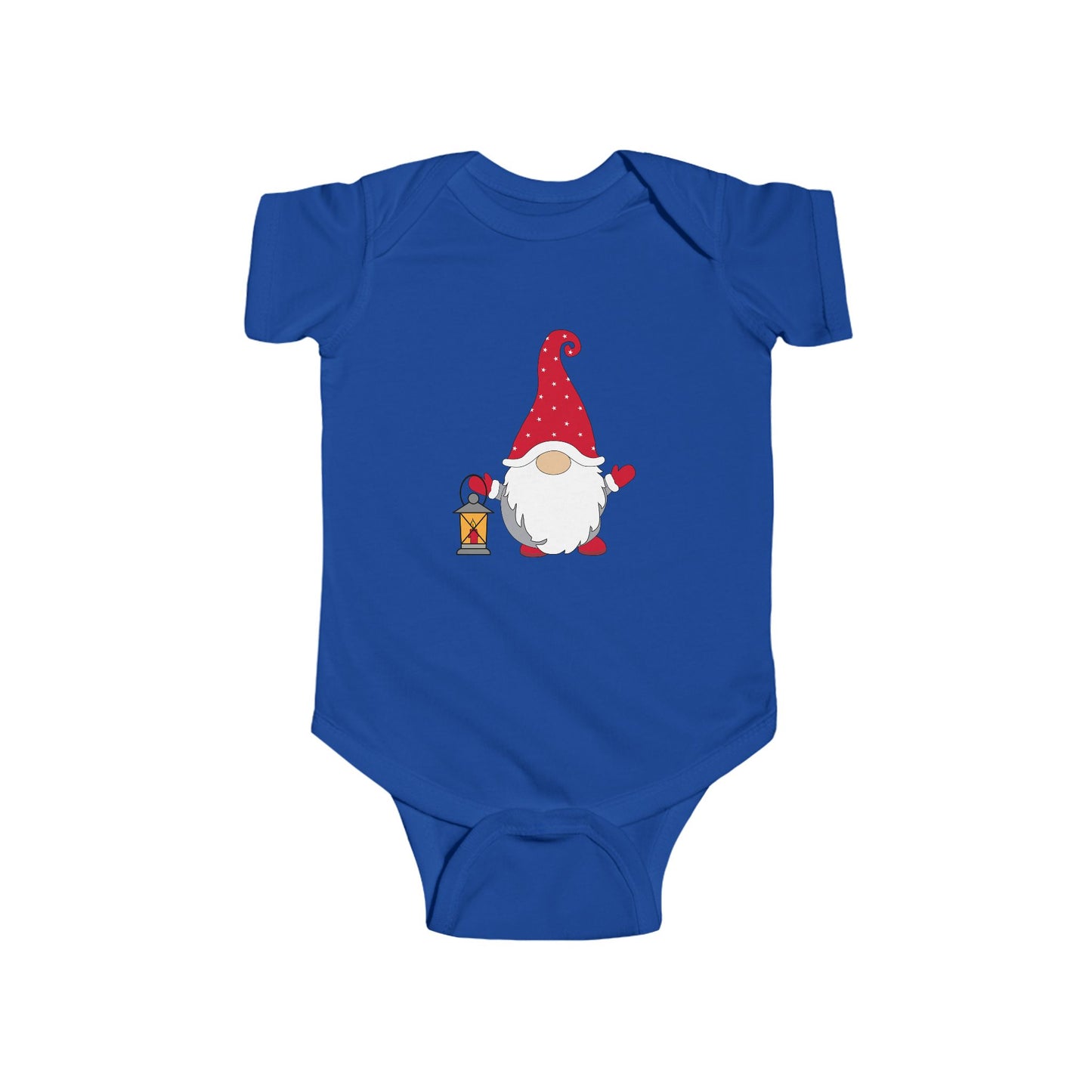 Christmas Gnome Baby Bodysuit - Holiday Infant One-Piece with Lantern & Hearts