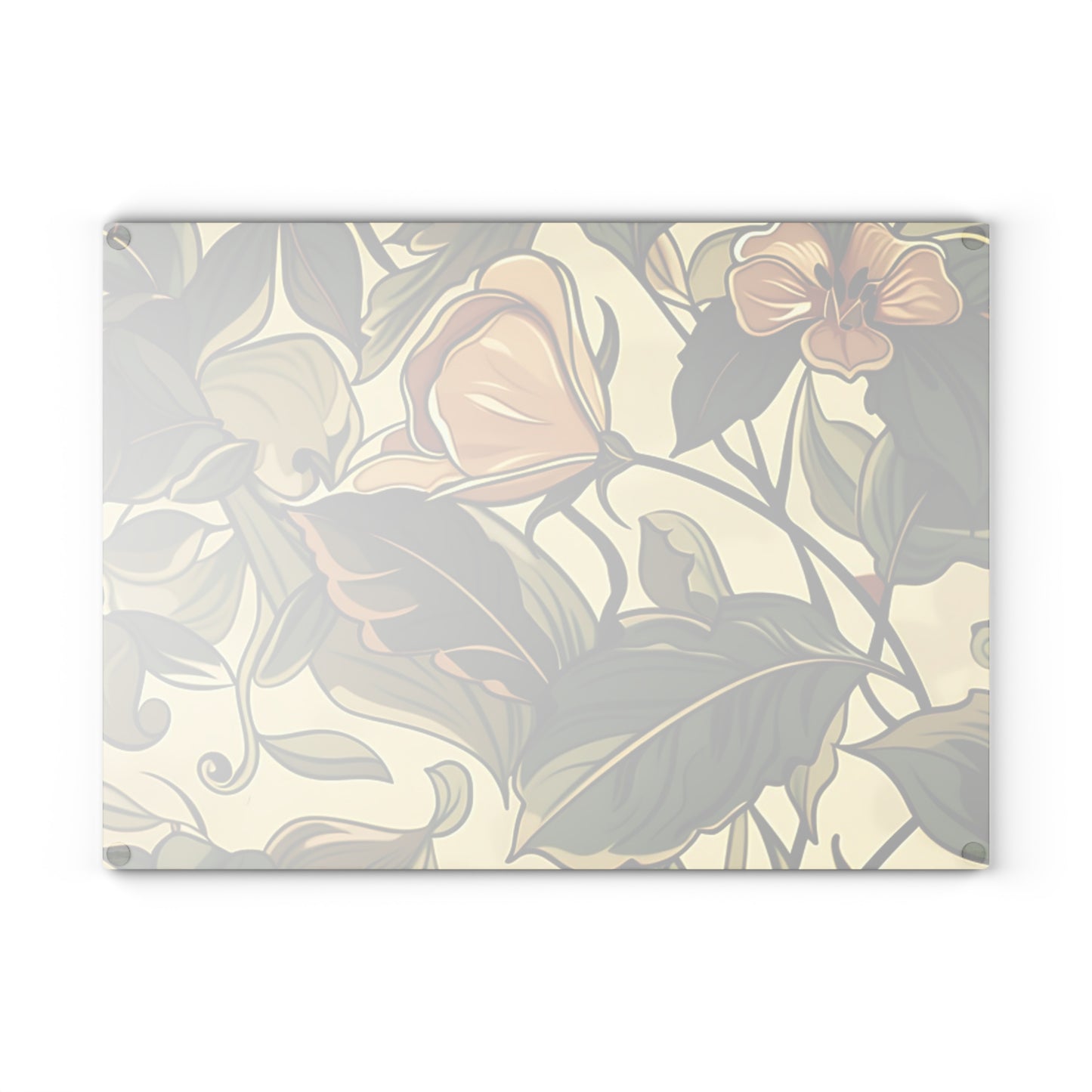 Floral Vine Glass Cutting Board — Vintage Botanical Design