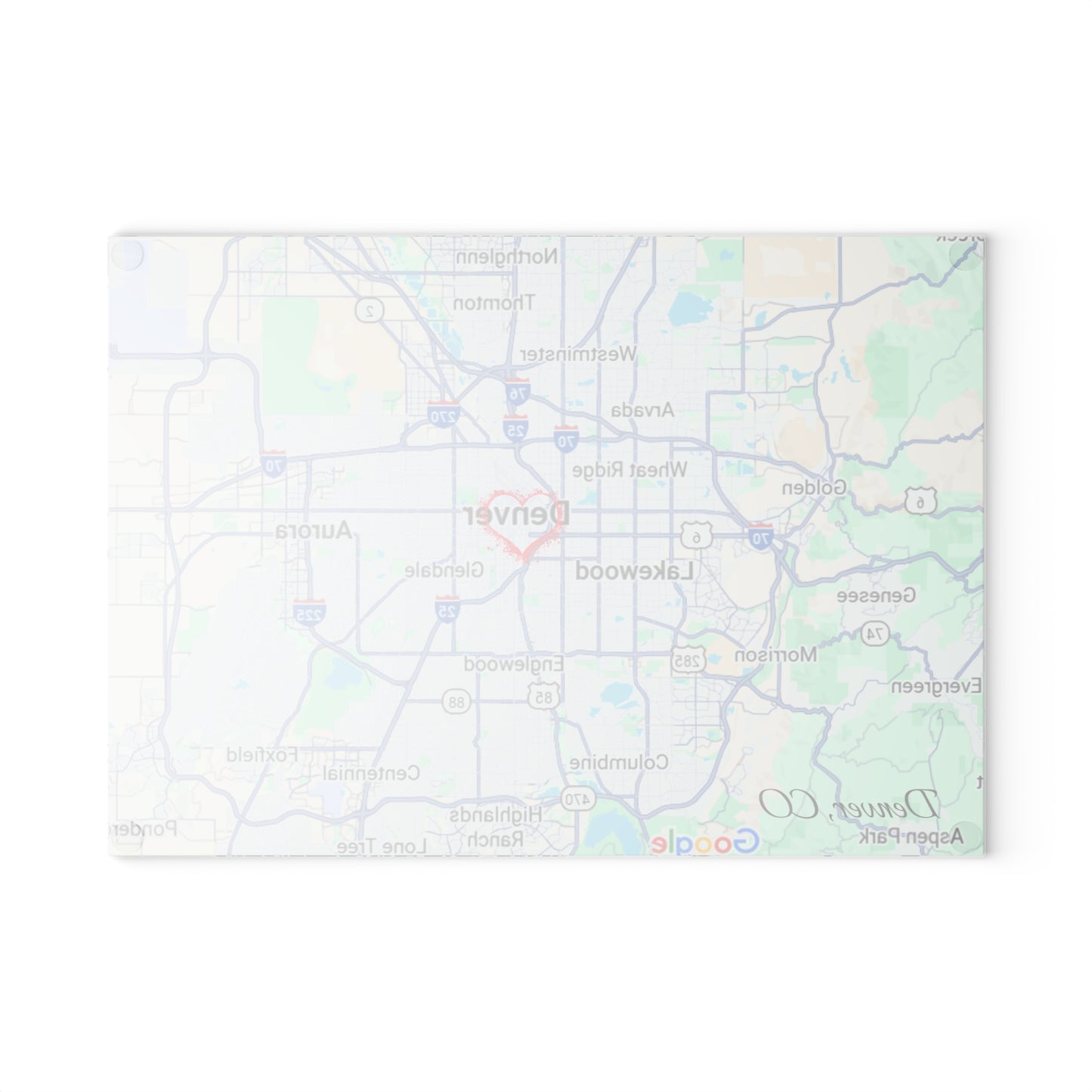 Personalized Denver Map Glass Cutting Board, Kitchen Decor, Housewarming Gift, Wedding Gift, Unique Gift for Chefs, Culinary Lover