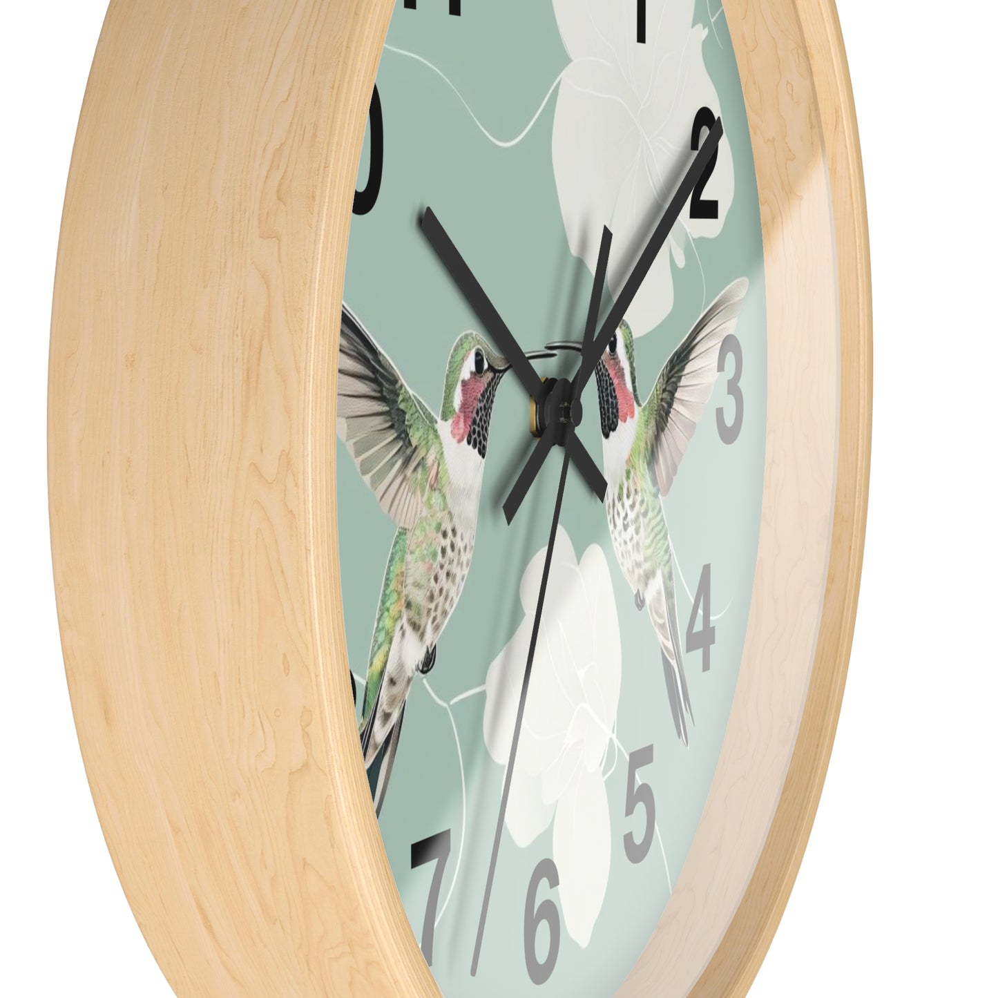 Hummingbird Floral Wall Clock | Mint Bird Clock