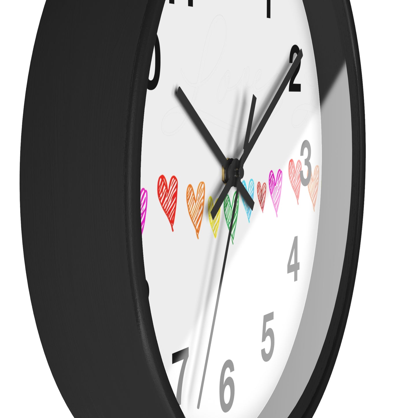 Rainbow Hand-Drawn Hearts Wall Clock | Colorful Heart Line Clock