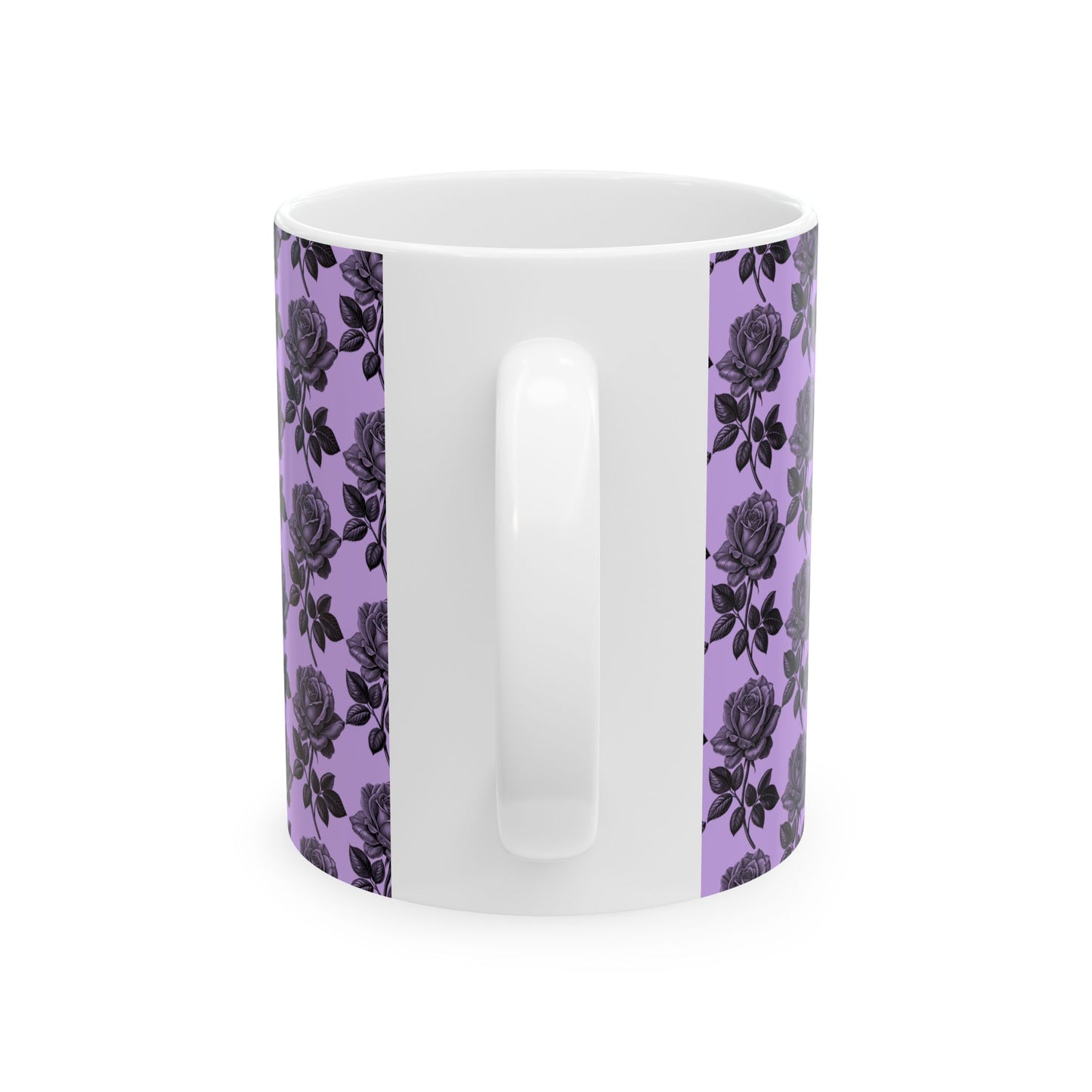 Elegant Black Rose Ceramic Mug, Floral Coffee Cup for Home, Office, Gift for Her, Romantic Tea Mug - 11oz, 15oz