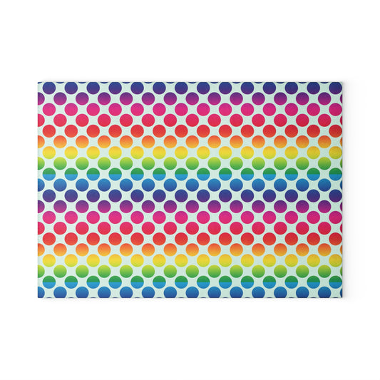 Colorful Polka Dot Glass Cutting Board, Kitchen Decor, Gift for Chefs, Unique Home Gift, Colorful Cooking Accessory