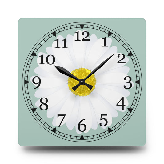 Vintage Daisy Acrylic Wall Clock Home Décor, Wall Art, Gift for Her
