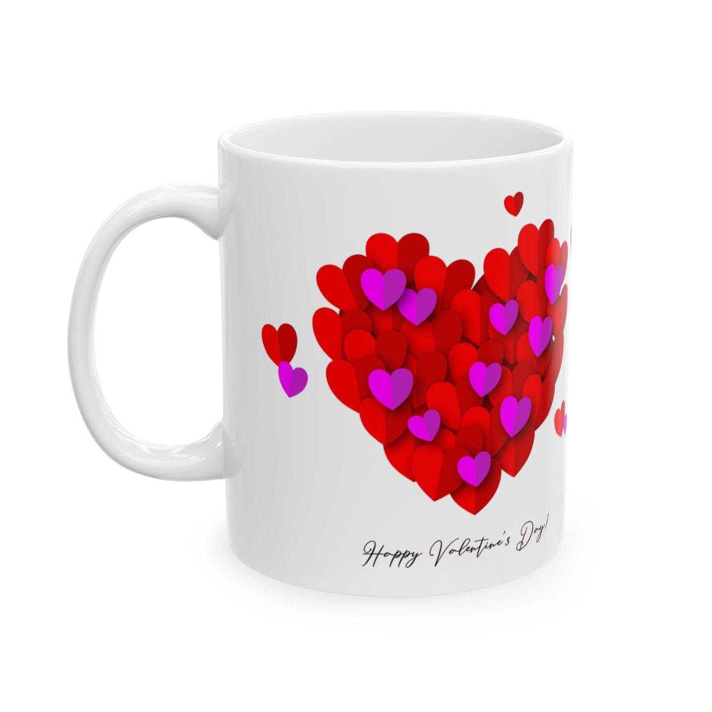 Valentine Heart Cluster Mug — Happy Valentine's Day Ceramic Coffee Cup (11oz & 15oz)