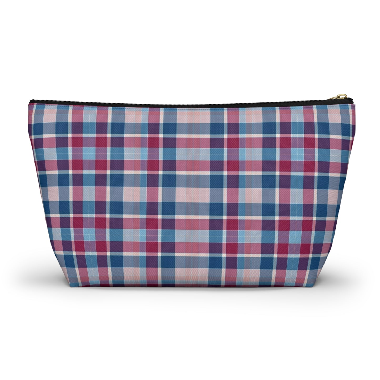 Plaid Accessory Pouch — Blue & Pink Tartan Makeup Bag