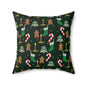 Christmas Pattern Pillow — Gingerbread, Candy Canes & Stockings Holiday Throw Pillow