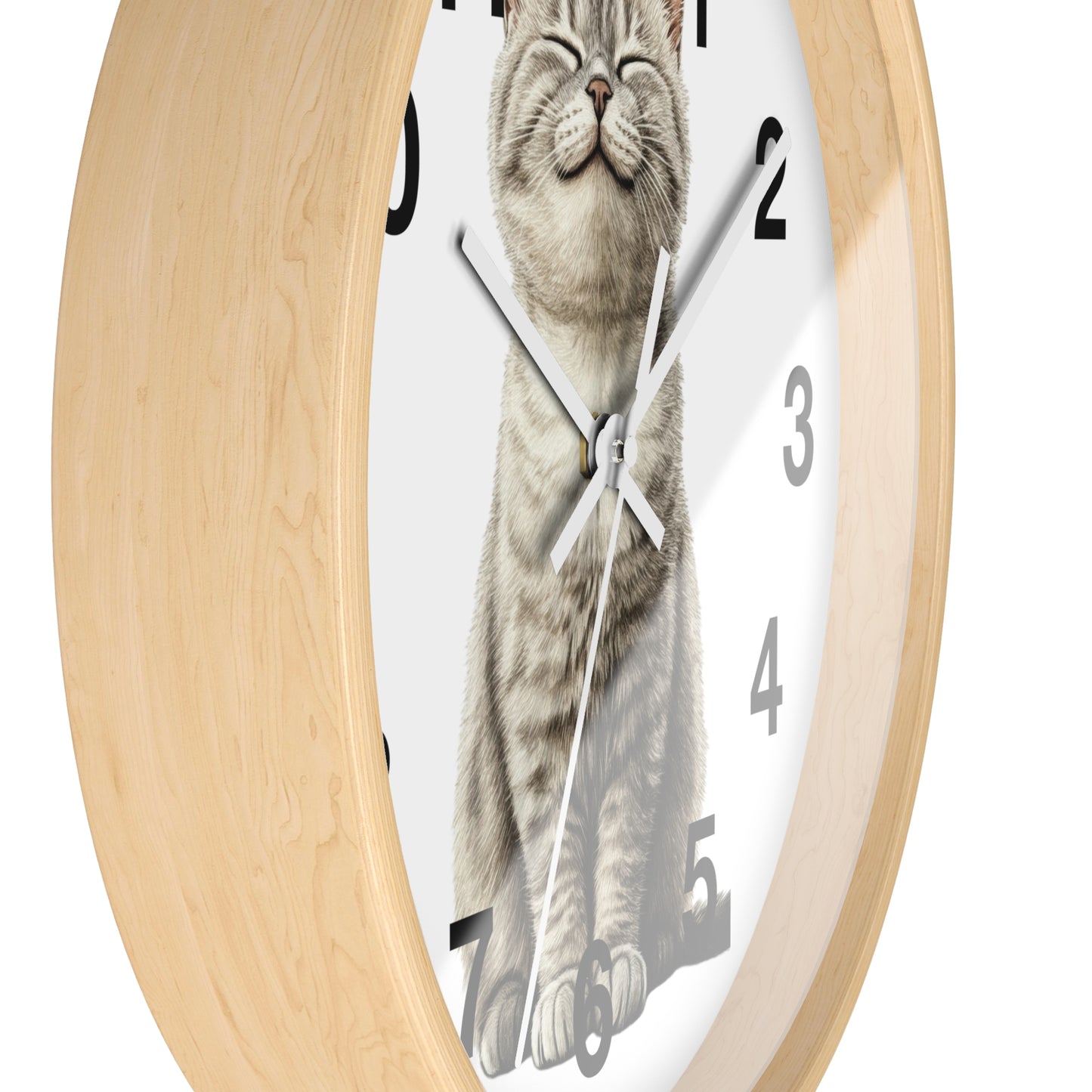 Smiling Tabby Cat Wall Clock — Cute Kitten Home Decor Clock