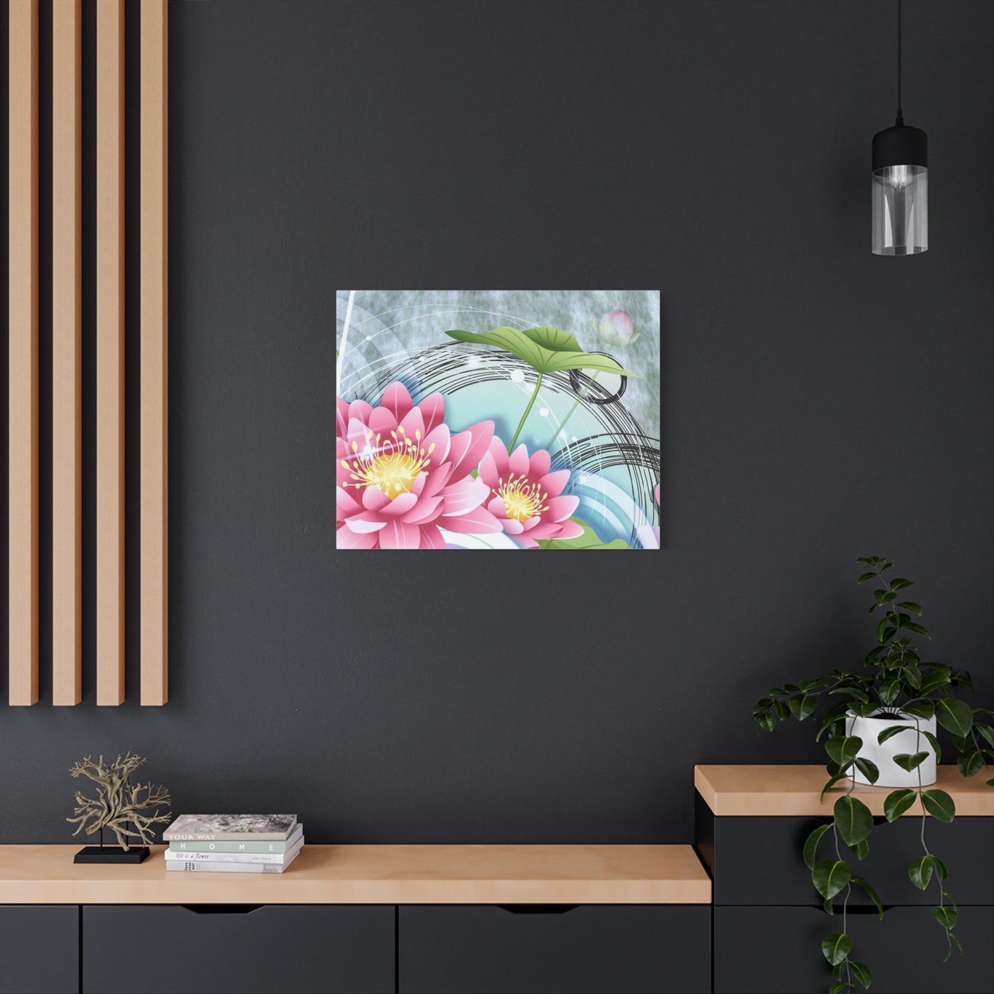 Lotus Blossom Matte Canvas Wall Art — Stretched 1.25" Decorative Print