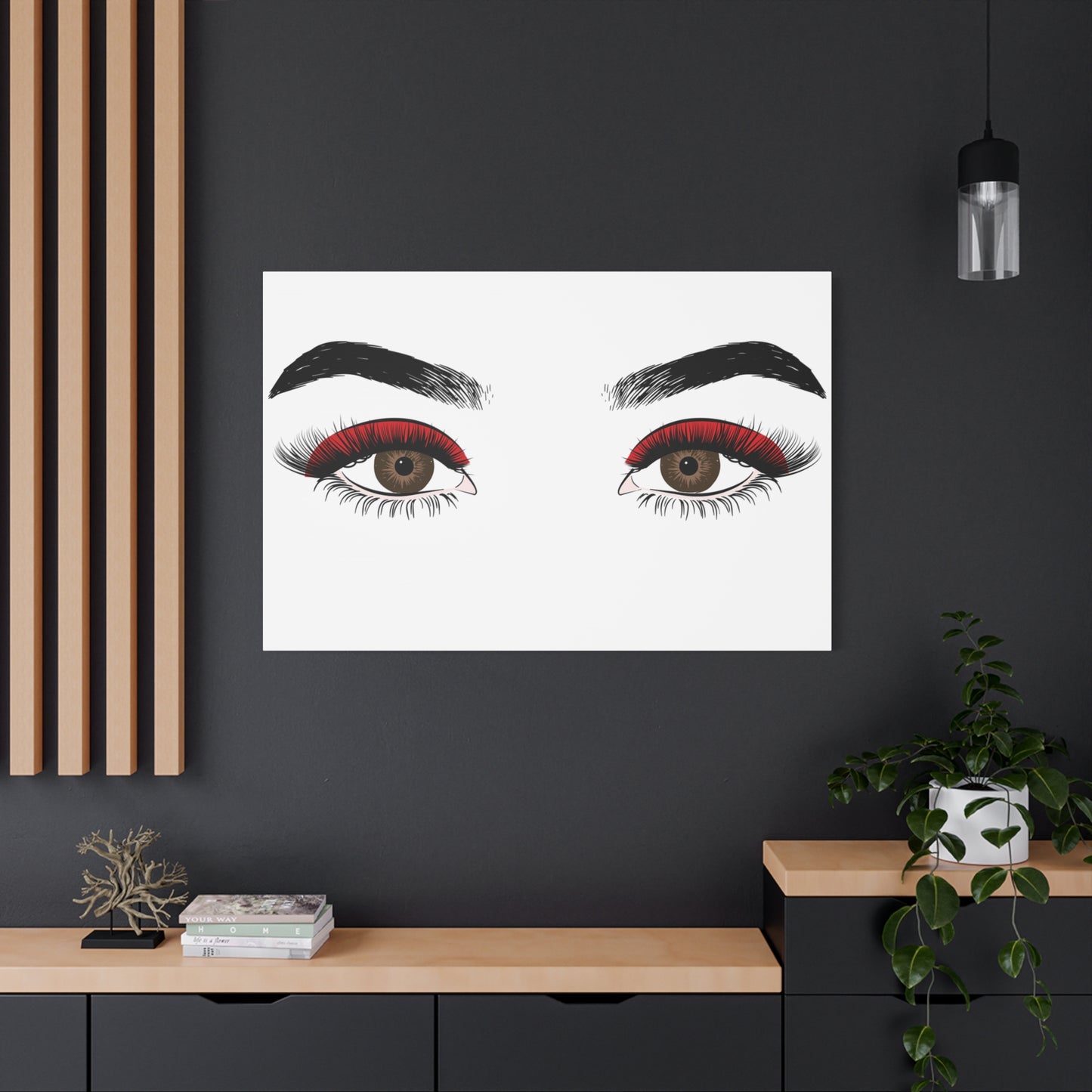 Red Lashes Wall Art Canvas — Glam Eyes Makeup Decor