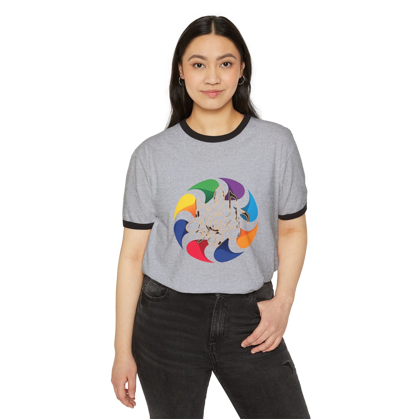 Vintage Rainbow Pinwheel Ringer T-Shirt