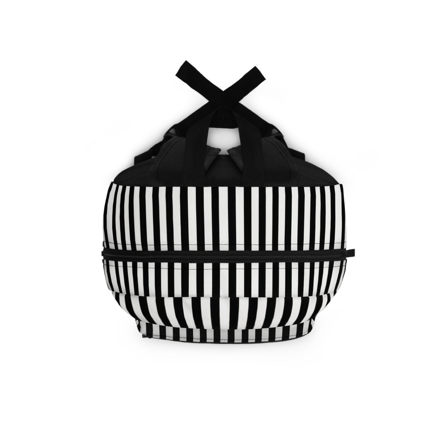 Black & White Vertical Stripe Backpack — Classic Nautical School Bag