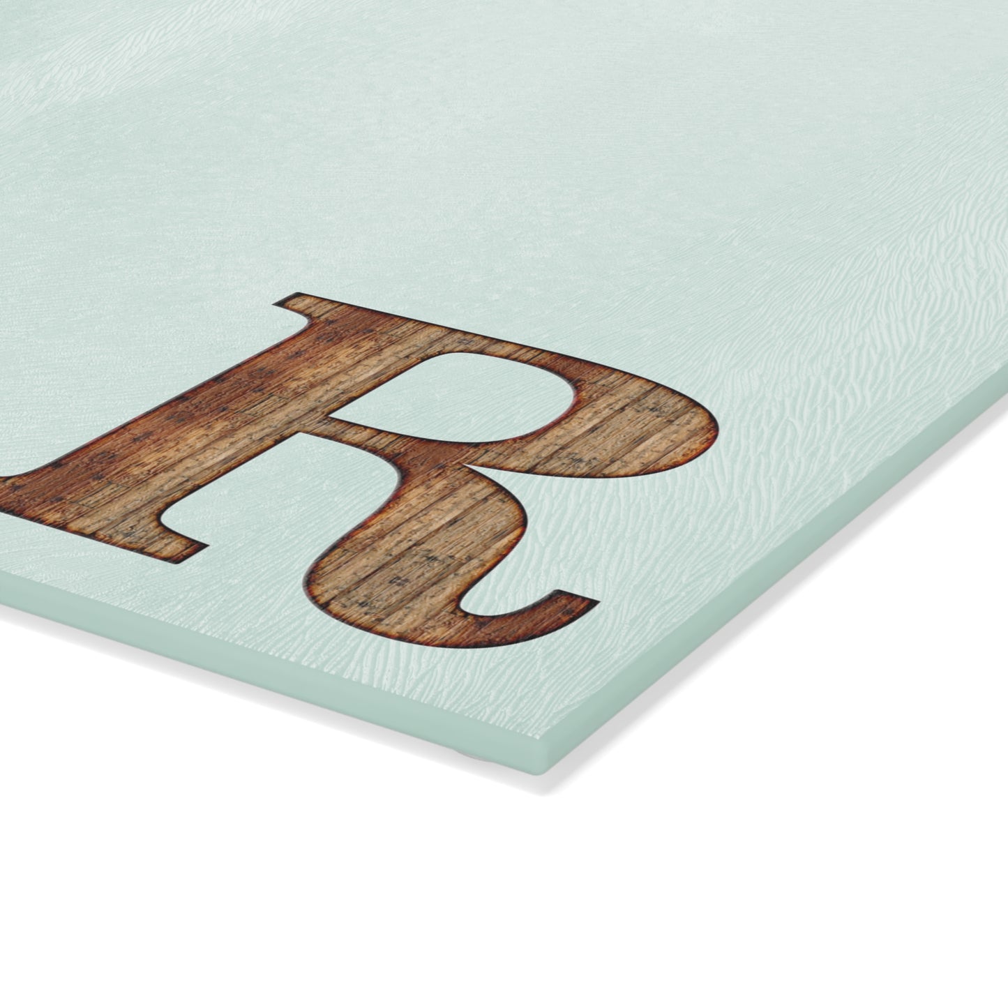 Monogram Glass Cutting Board – Mint or Clear with Wood-Style 'R' Corner