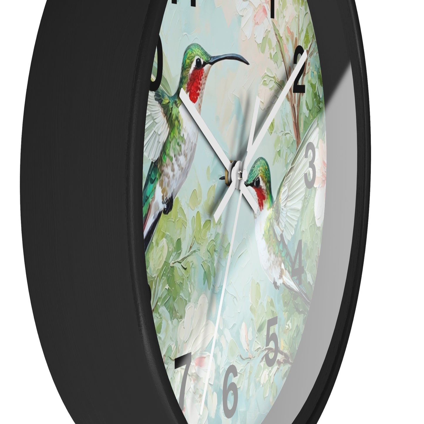 Ruby-throated Hummingbirds Wall Clock | Floral Nature Decor