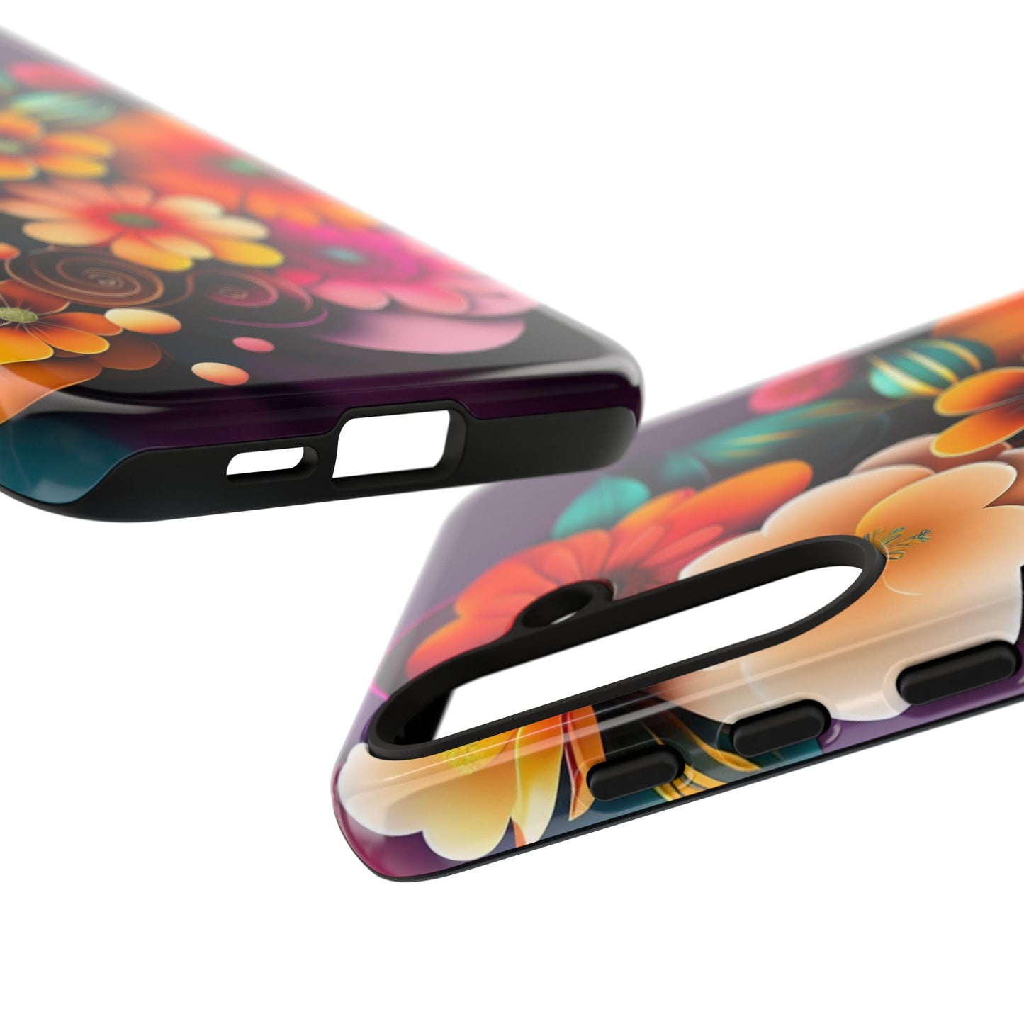 Floral Burst Tough Phone Case — Colorful Retro Flowers Protective Cover