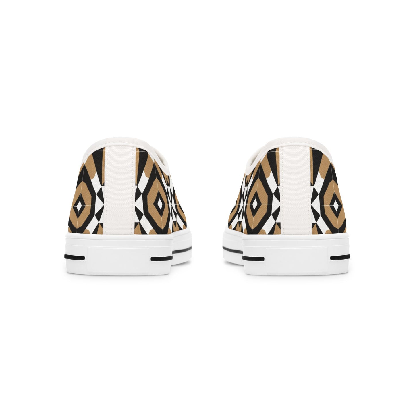 Low Top Sneakers — Geometric Tan & Black Aztec Pattern