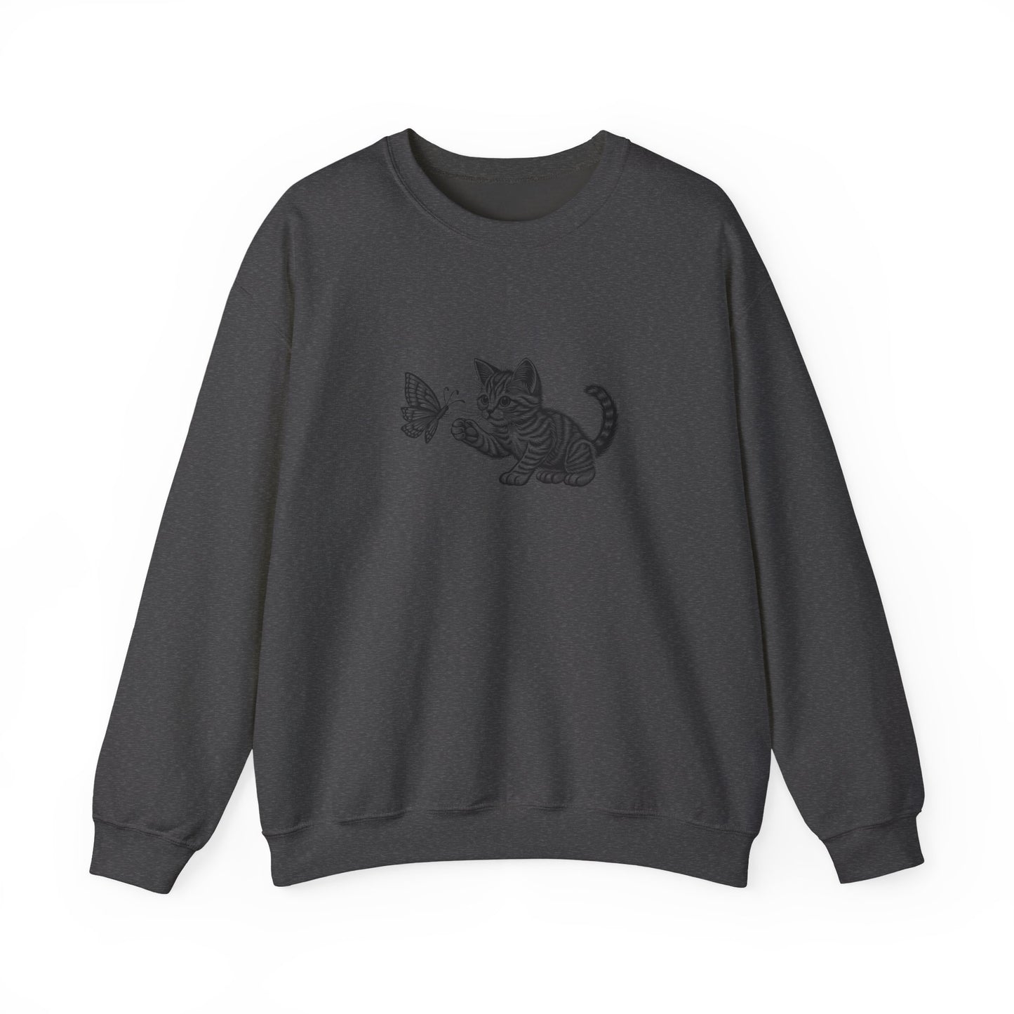 Kitten Butterfly Sweatshirt, Cozy Crewneck with Cat Art, Perfect Gift for Animal Lovers, Cute Sweatshirt for Relaxation & Everyday Wear