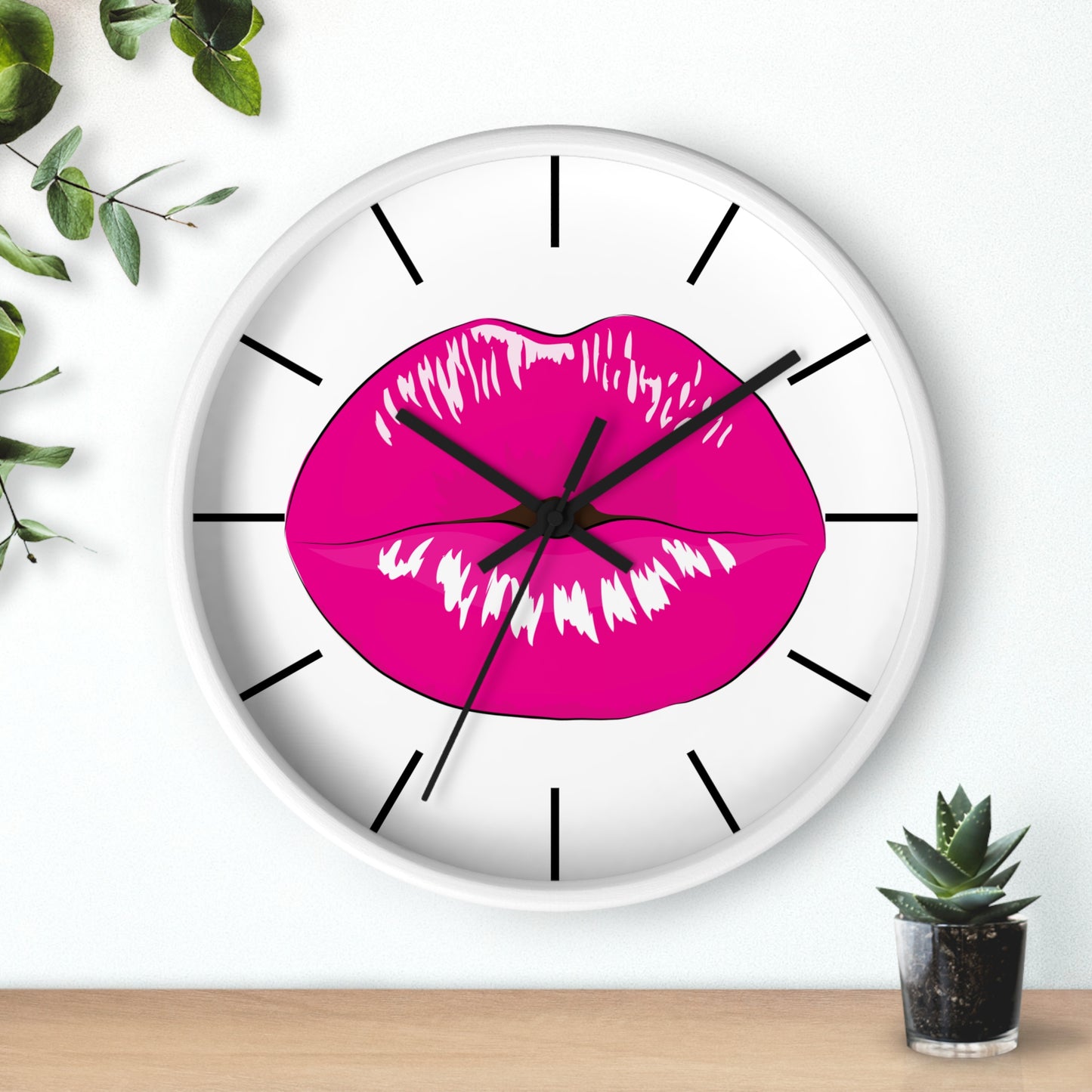 Pink Kiss Lips Wall Clock | Pop Art Lip Print Clock