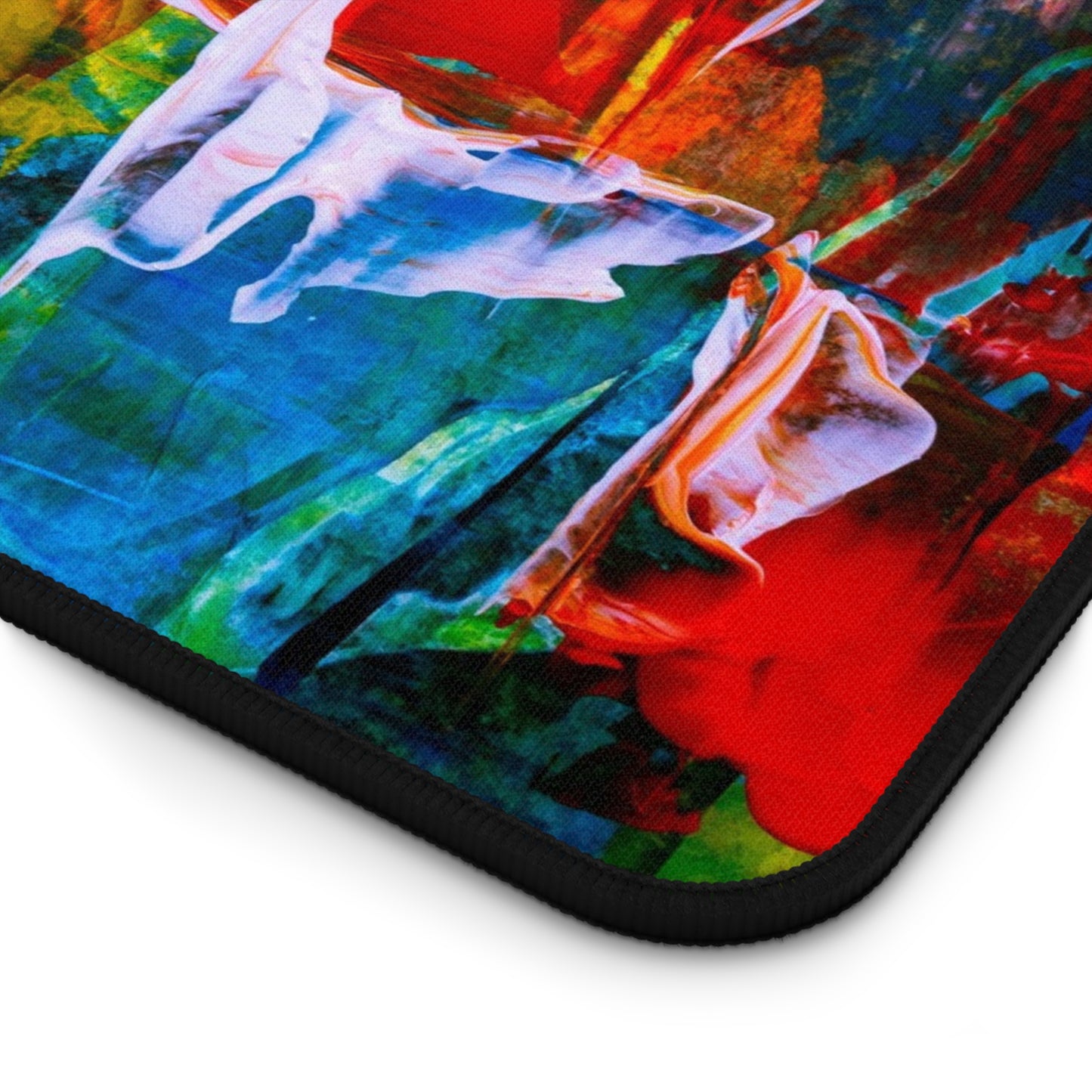 Abstract Color Splash Desk Mat — Vibrant Modern Office Mousepad