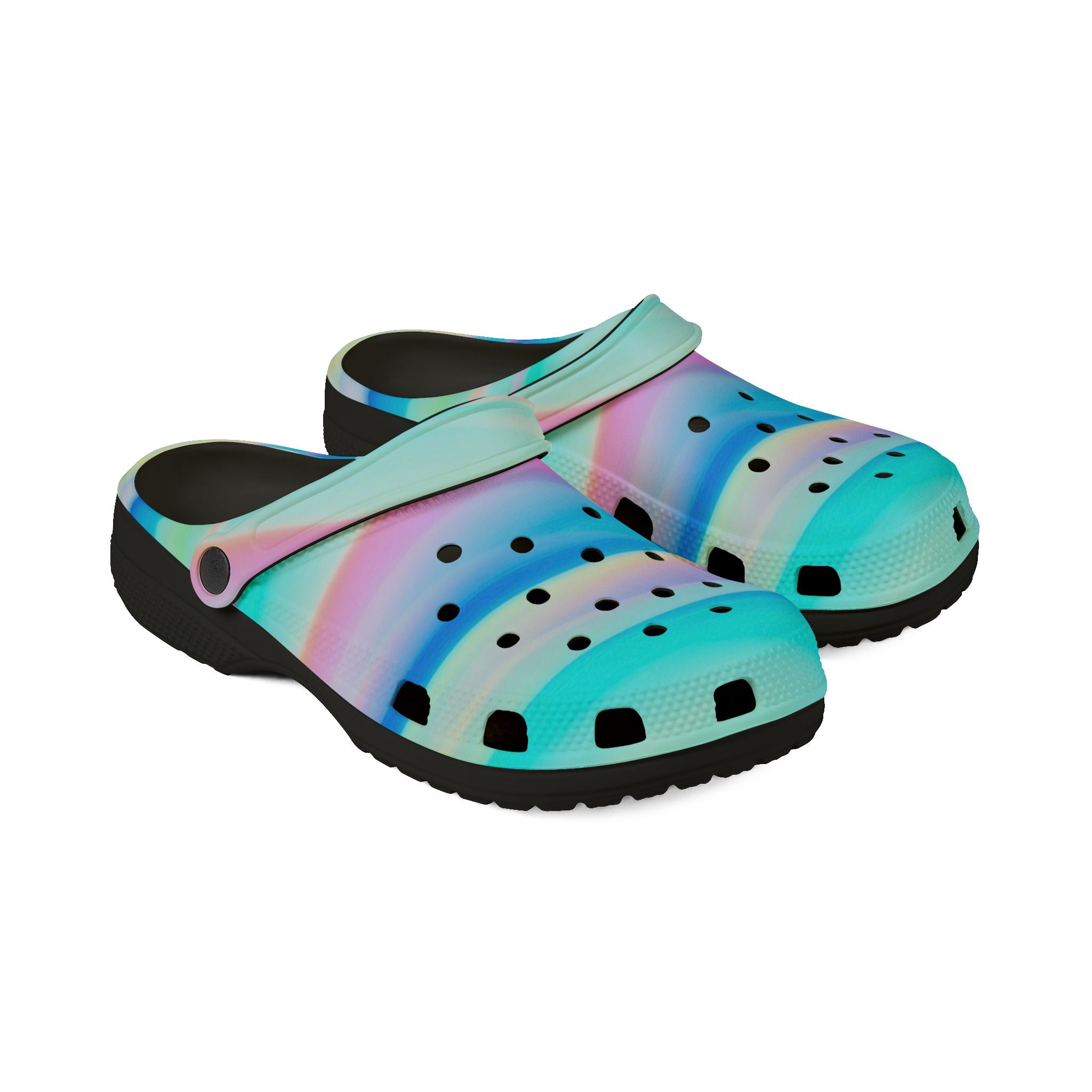 Pastel Ombre Foam Clogs / Crocs – Watercolor Rainbow Slip-On Shoes