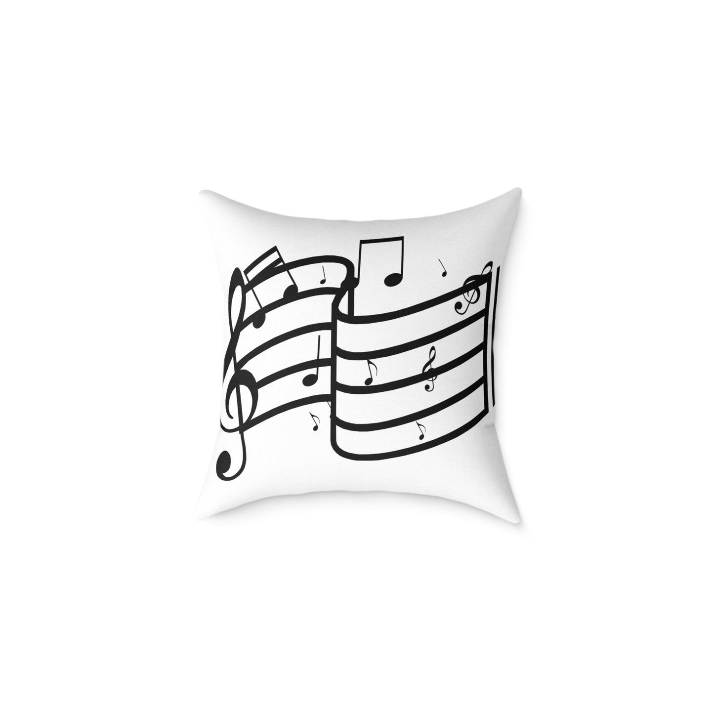 Music Notes Square Throw Pillow - Black Treble Clef Sheet Design