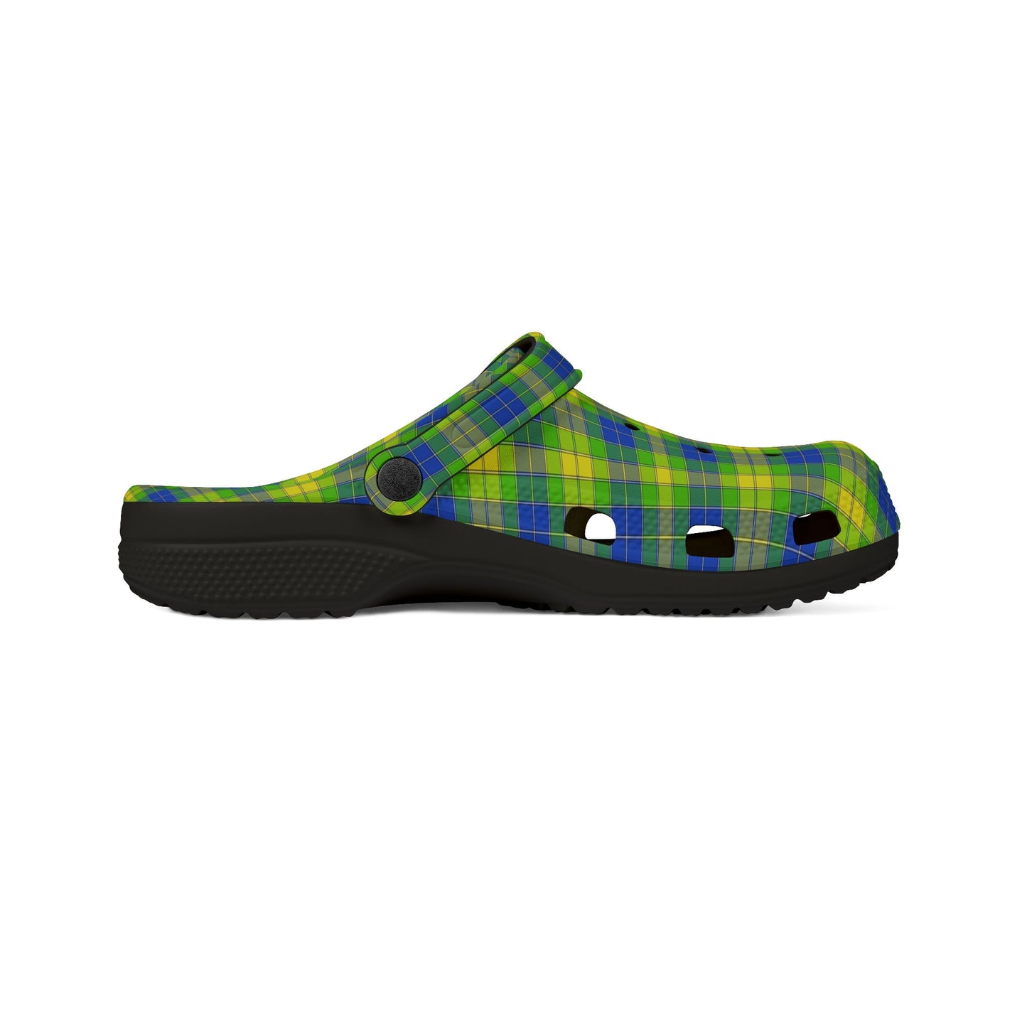Plaid Green & Blue EVA Foam Clogs — Lightweight Garden & Beach Shoes