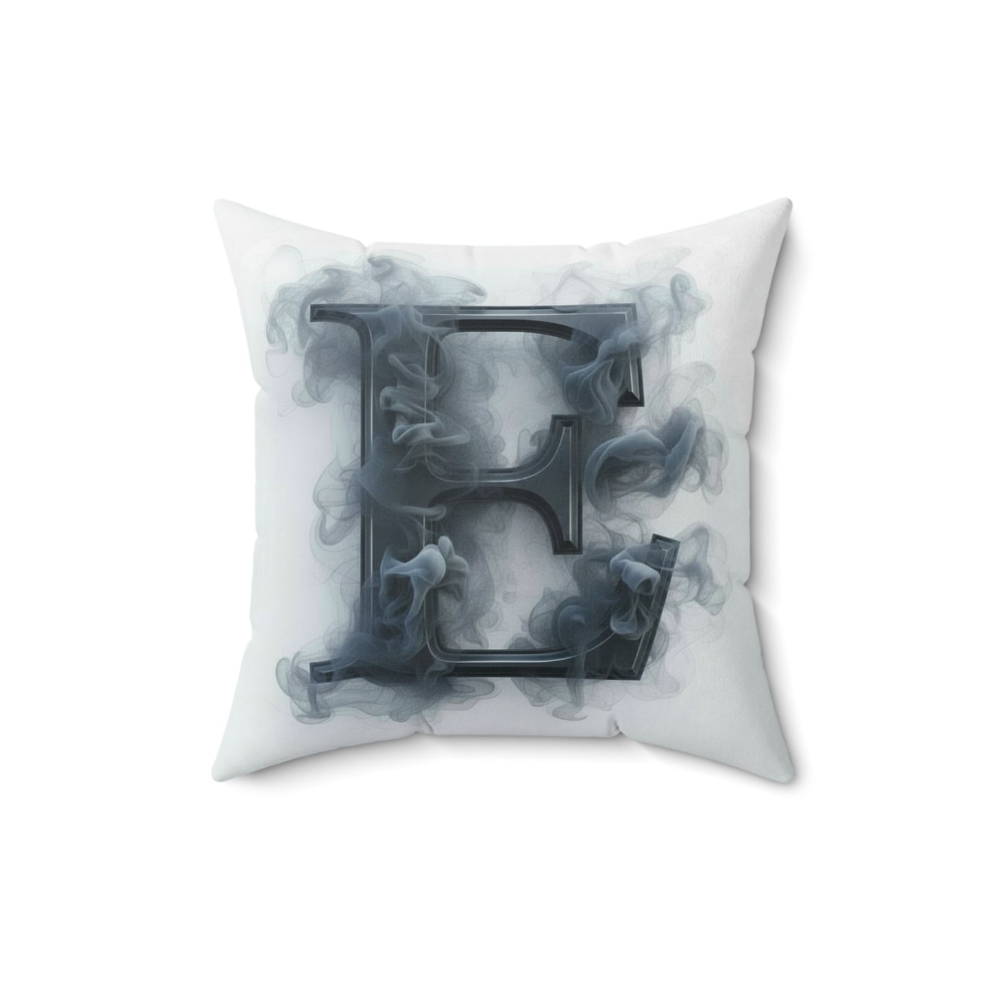 Letter E Smoke Monogram Pillow — Decorative Polyester Throw Pillow