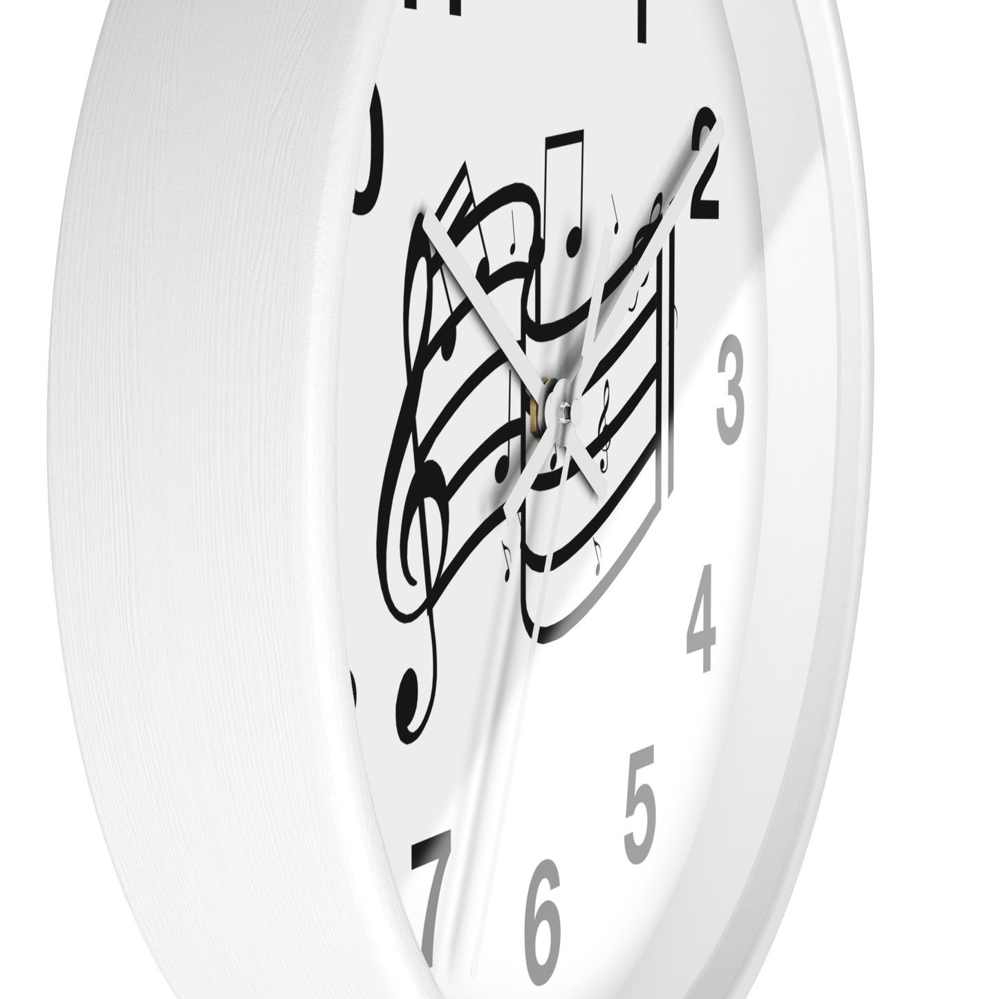 Music Notes Wall Clock — Black & White Treble Clef Timepiece for Music Lovers