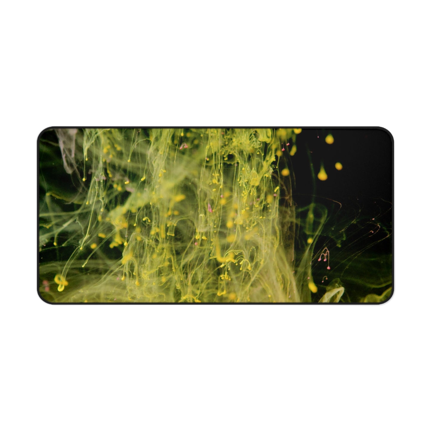 Abstract Yellow Ink Desk Mat — Vibrant Liquid Art Mouse Pad