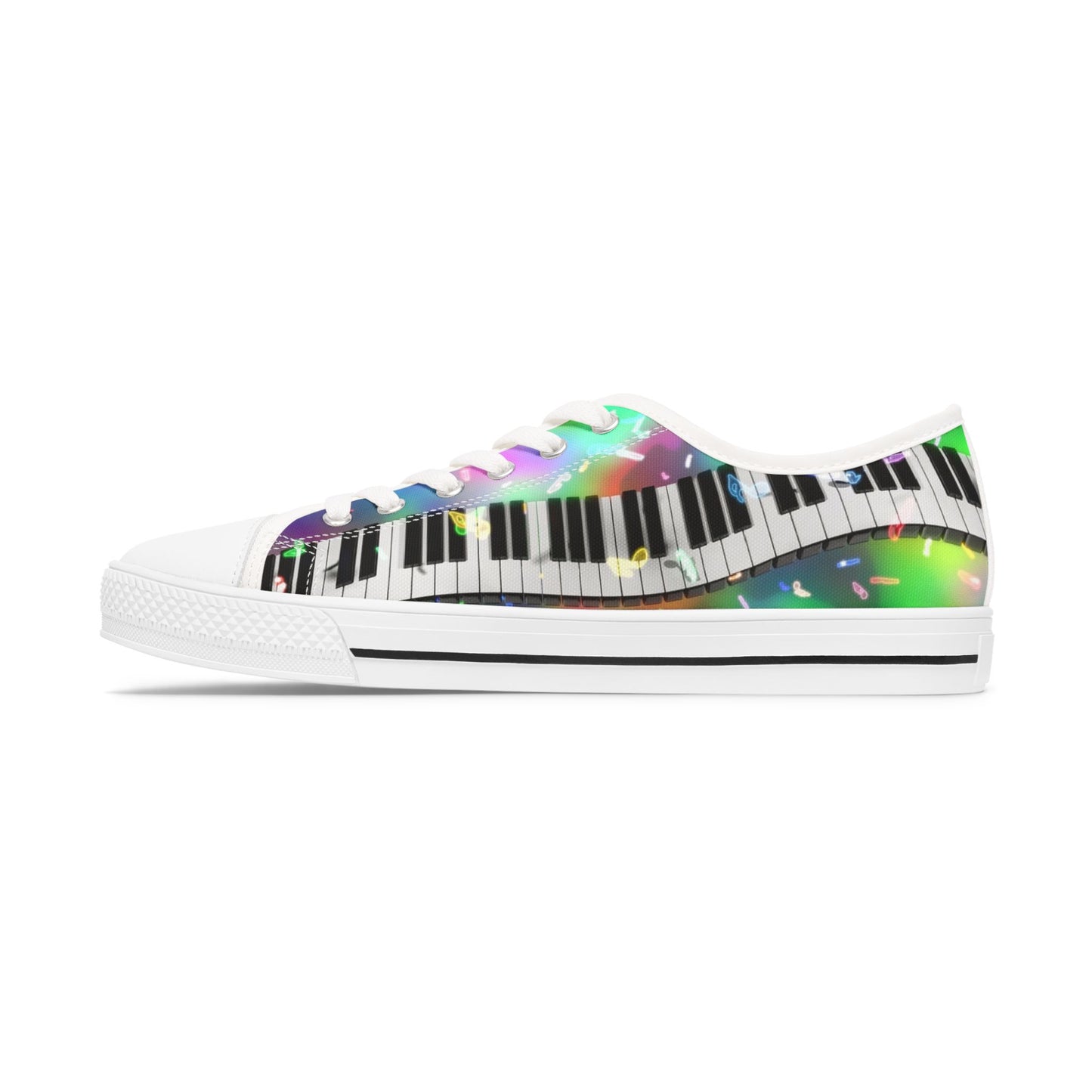 Piano Keys Low Top Sneakers — Colorful Musical Canvas Shoes