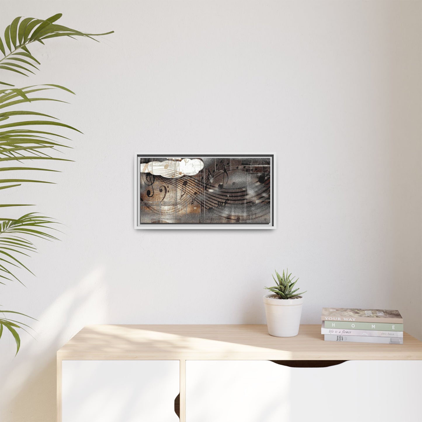 Framed Music Notes Canvas Print — Abstract Vintage Piano & Sheet Music Wall Art