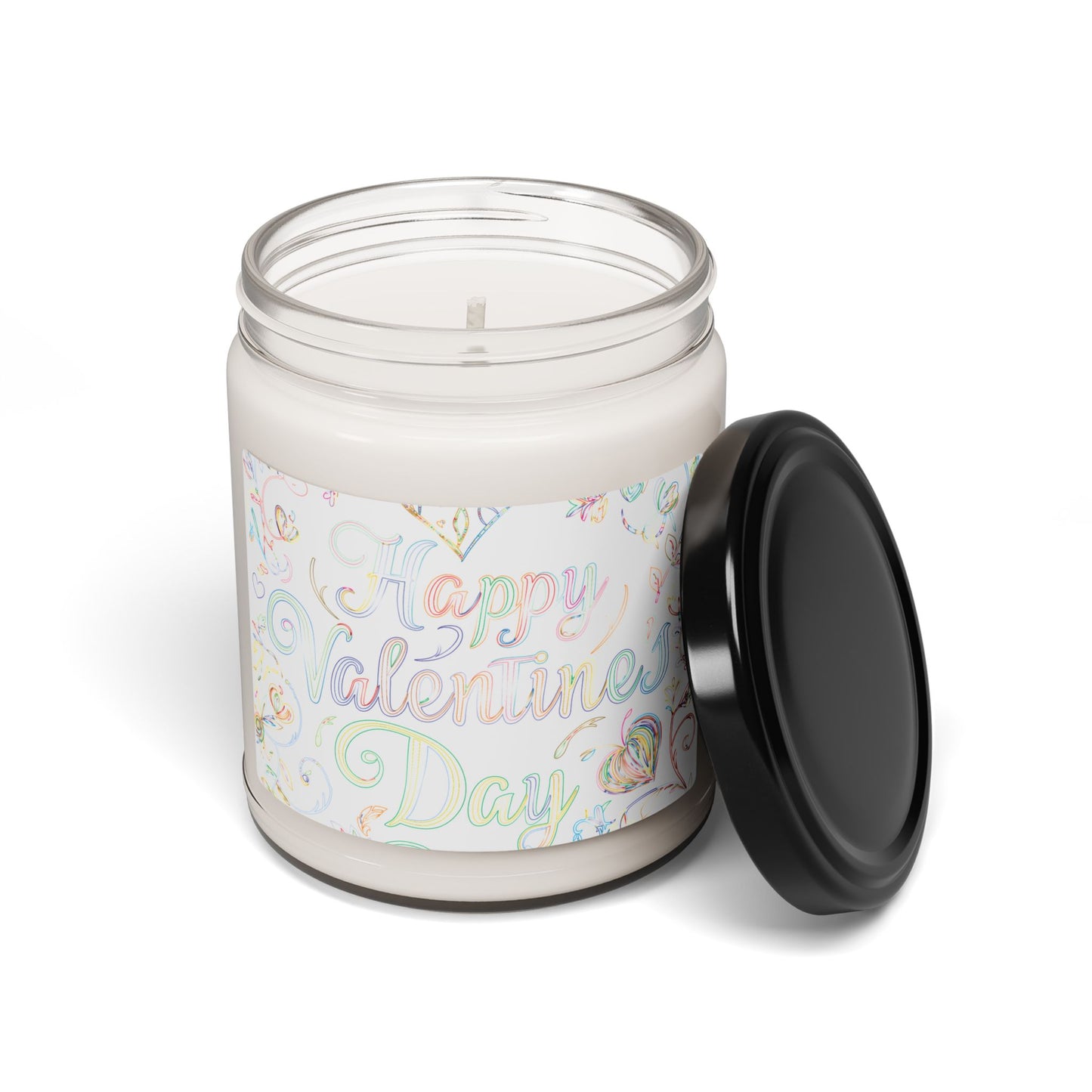 Valentine’s Day Soy Candle — 9oz Scented Jar (Happy Valentine’s Day Pastel Label)