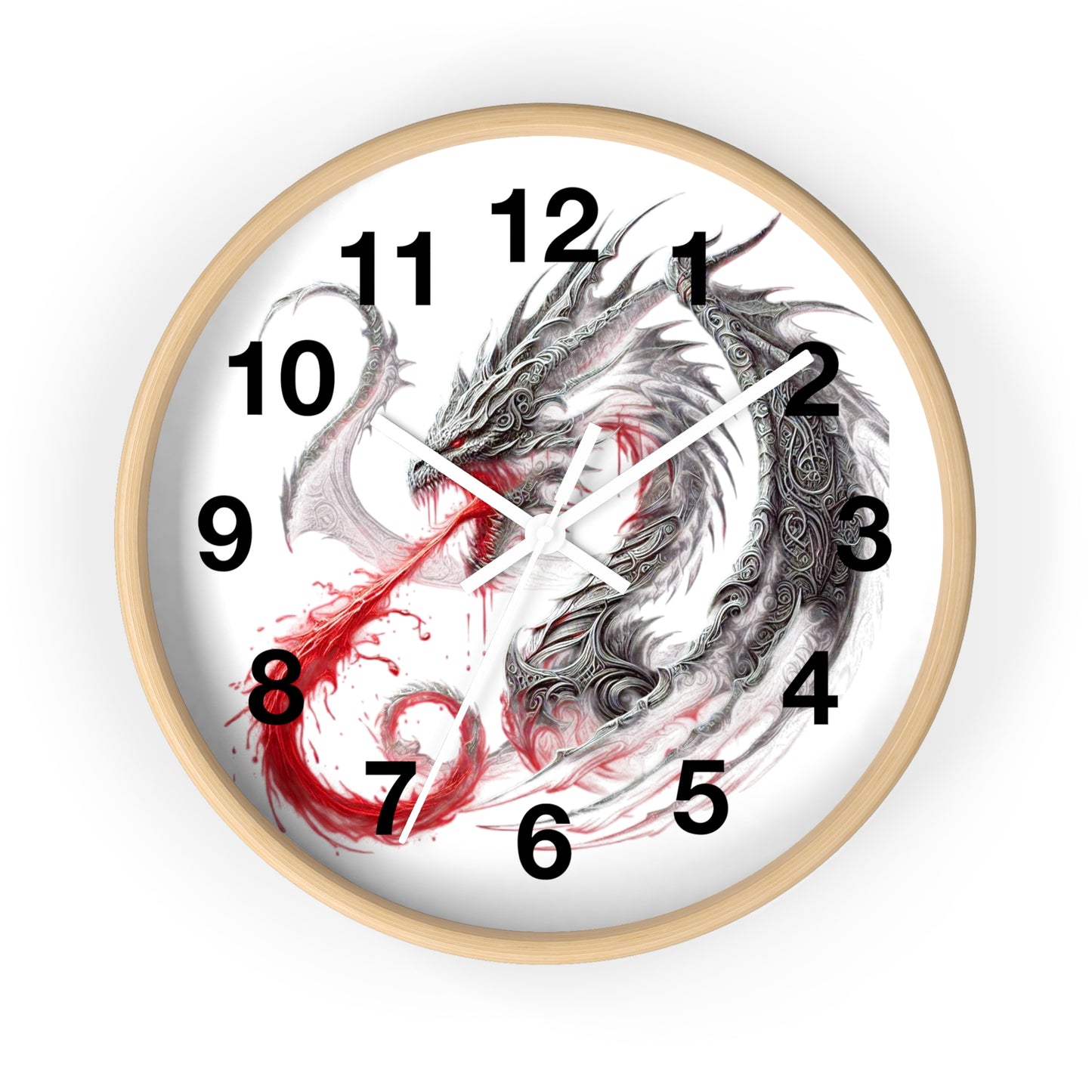 Dragon Wall Clock — Red Breath Mythical Timepiece for Fantasy Fans