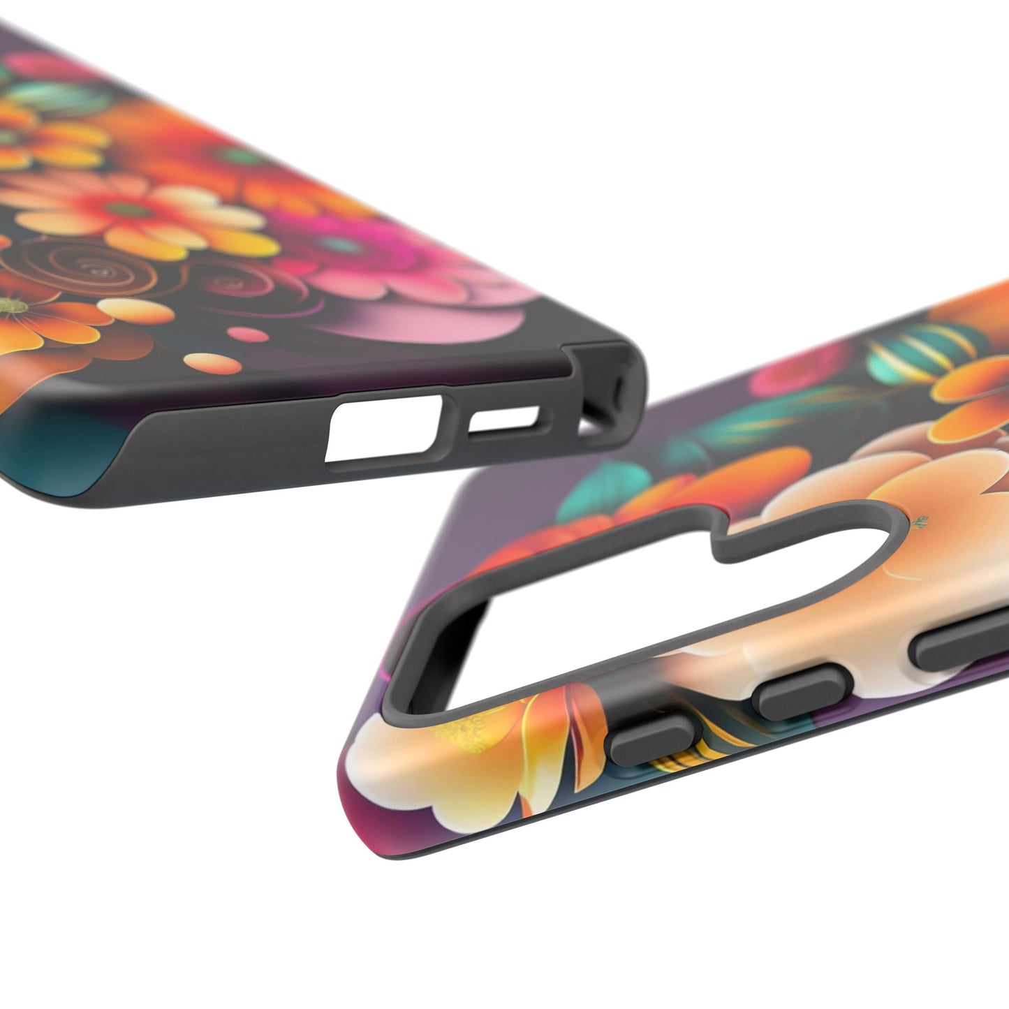 Floral Burst Tough Phone Case — Colorful Retro Flowers Protective Cover