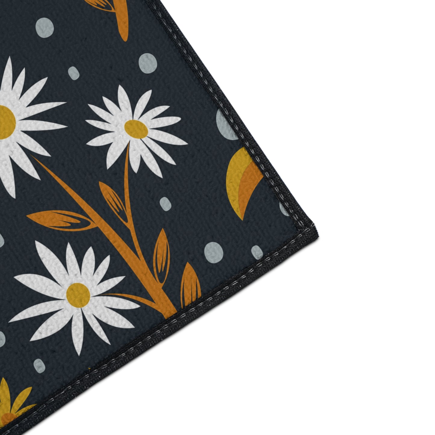 Floral Daisies Heavy Duty Floor Mat — Dark Botanical Entry Rug