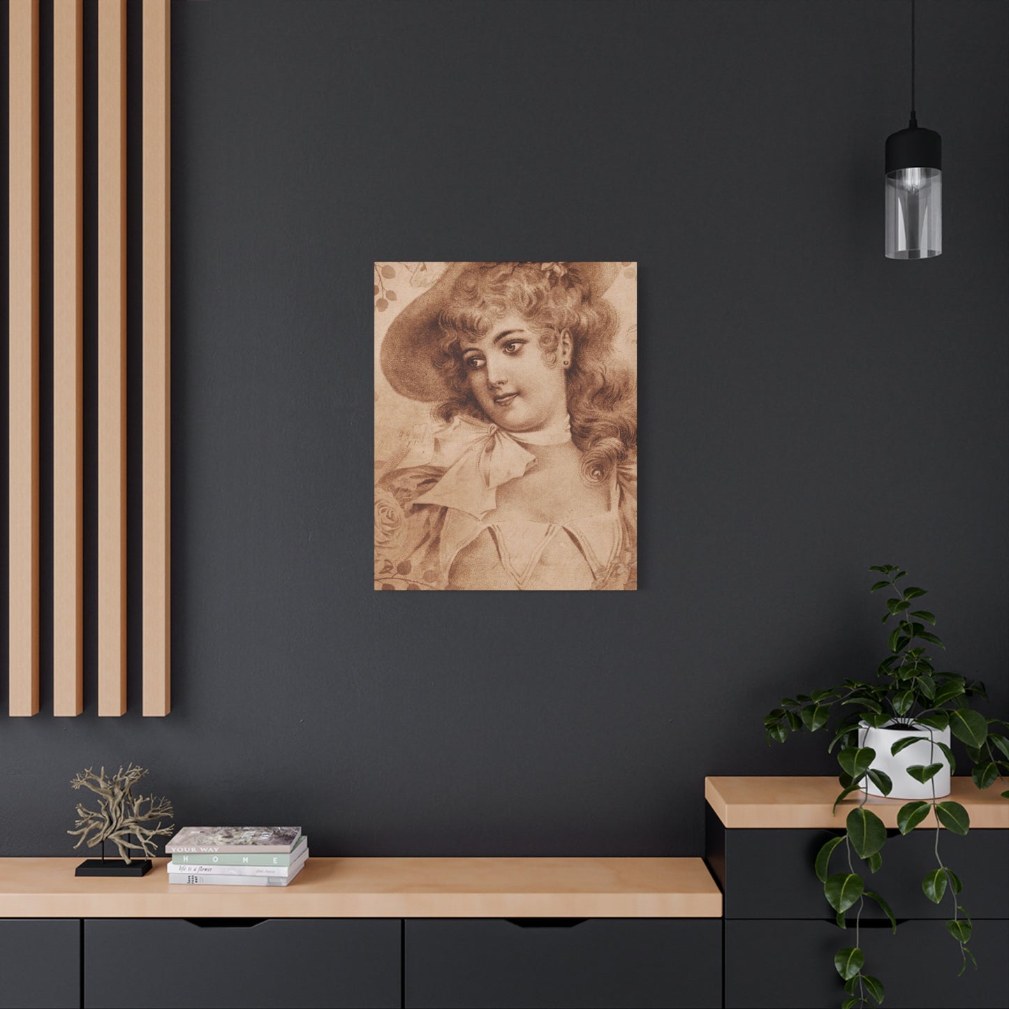 Vintage Sepia Portrait Canvas — Romantic Victorian Lady Matte Wall Art