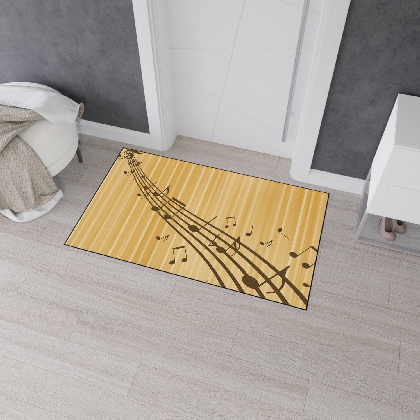 Music Notes Heavy-Duty Floor Mat — Non-Slip Musical Entry/Studio Rug