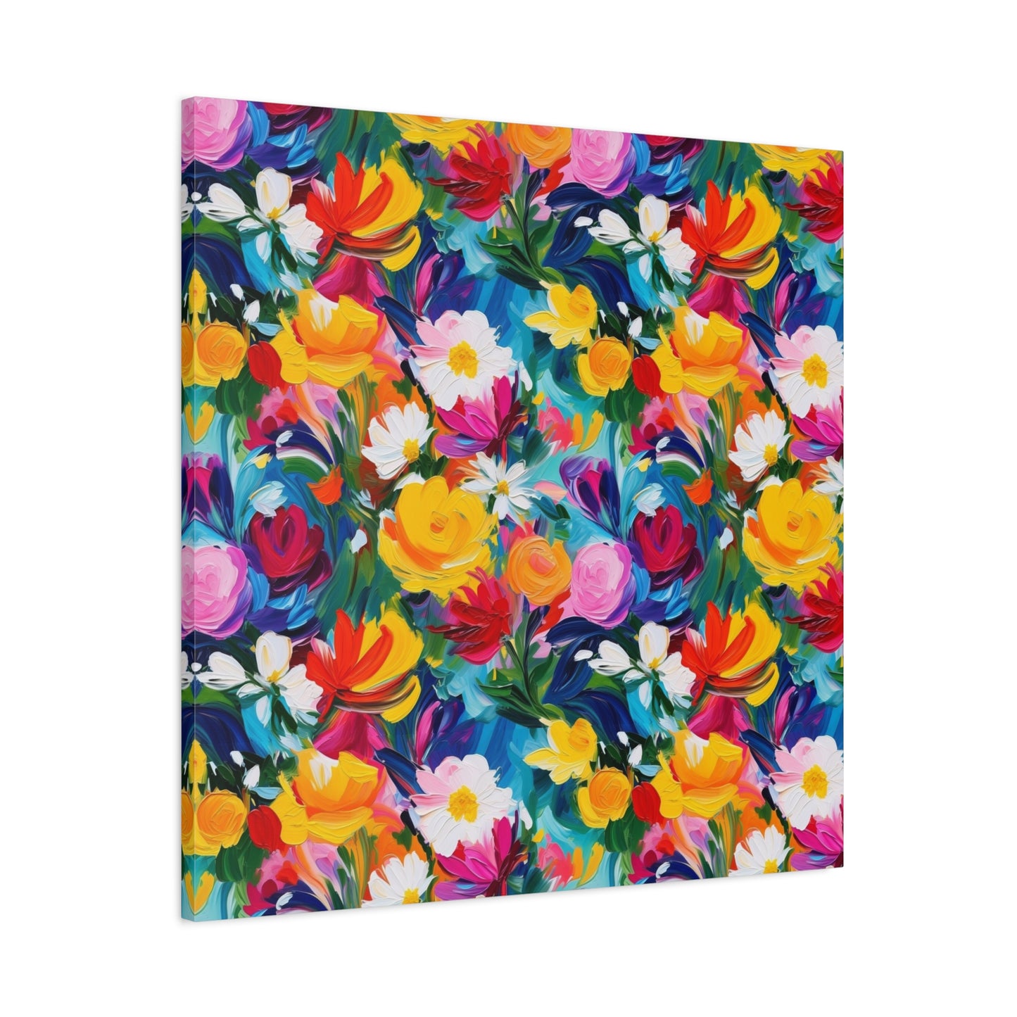 Vibrant Floral Matte Canvas Wall Art — Colorful Garden Print, Stretched 1.25"
